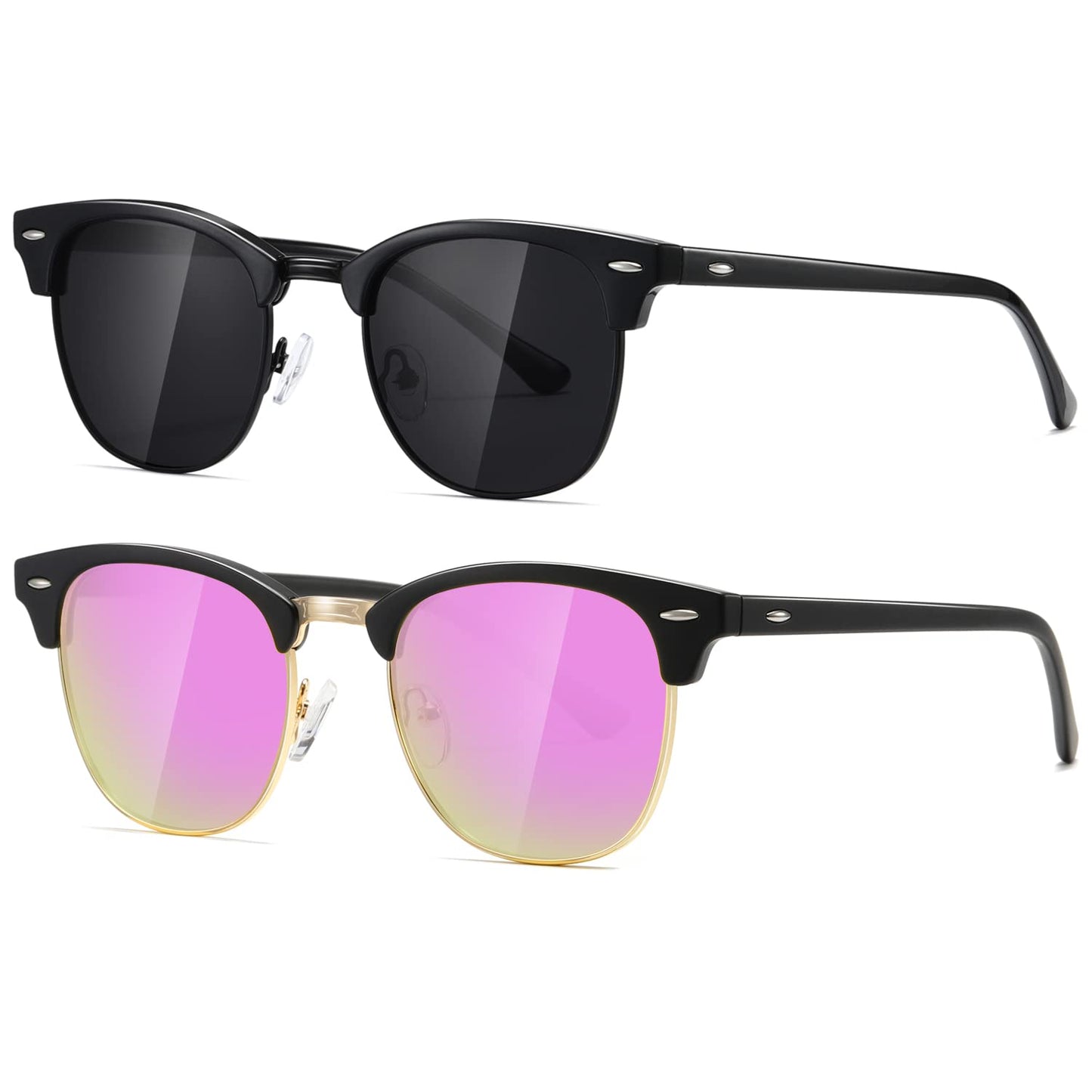 AEVOGUE Polarized Sunglasses For Women And Men Semi Rimless Frame Retro Sun Glasses AE0369