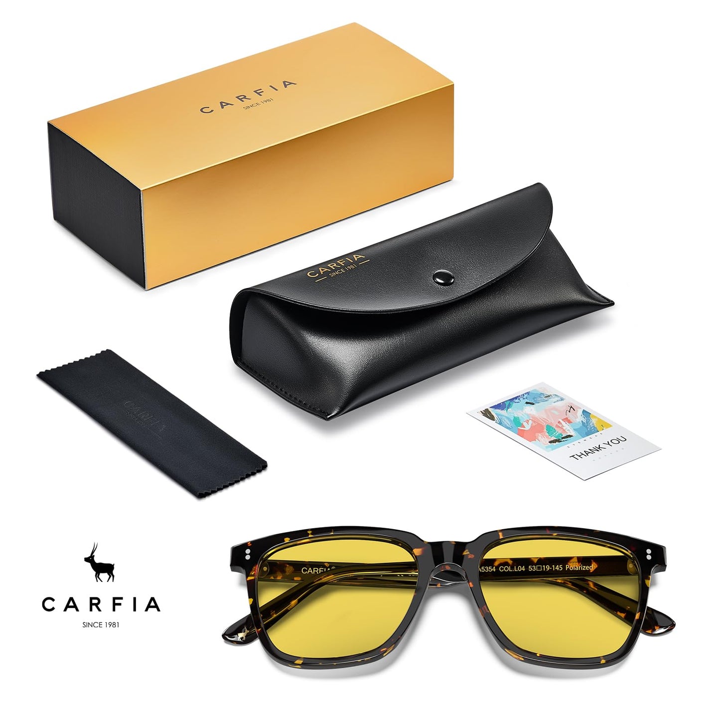 CARFIA Acetate Polarized Night Vision Glasses for Men, Nighttime Yellow Lenses Safety Driving Sunglasses, UV400 Protection