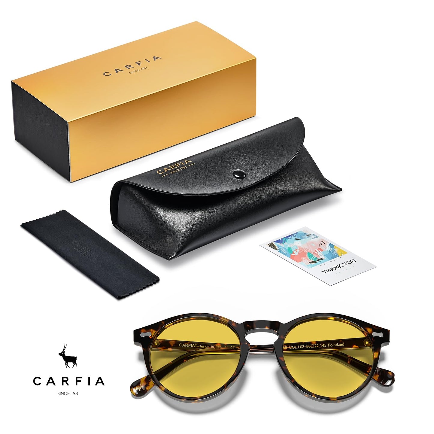 CARFIA Acetate Men's Nighttime Driving Glasses, Retro Round Frame Night Vision Goggles, Reduce Headlight Glare Ehance Clarity