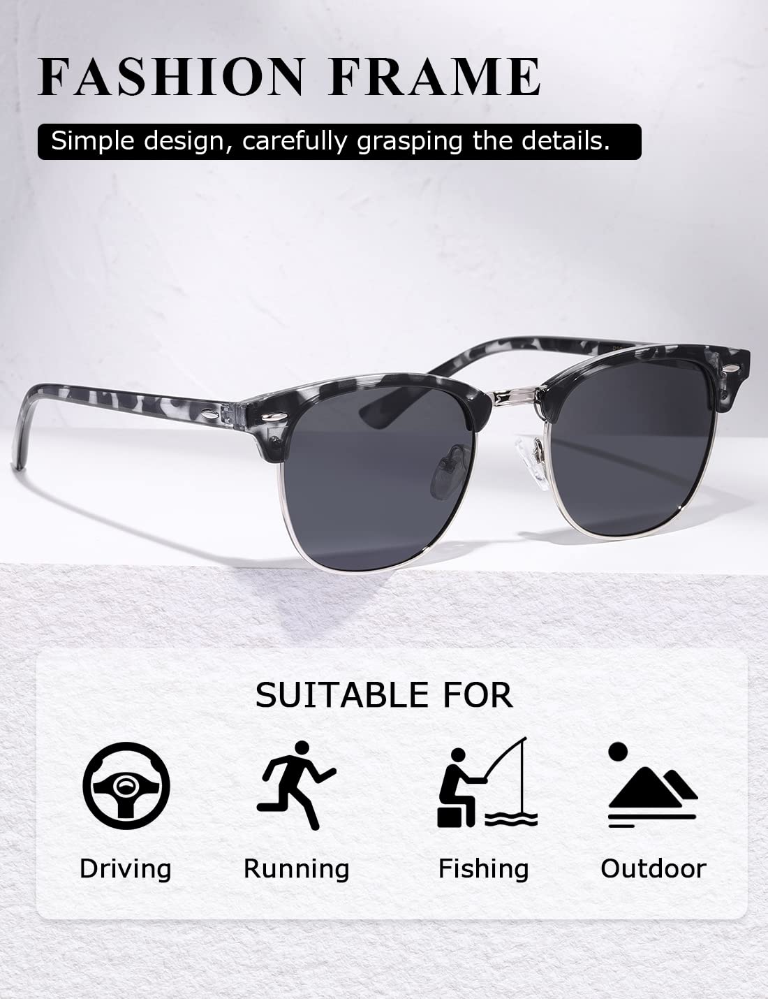 AEVOGUE Polarized Sunglasses For Women And Men Semi Rimless Frame Retro Sun Glasses AE0369