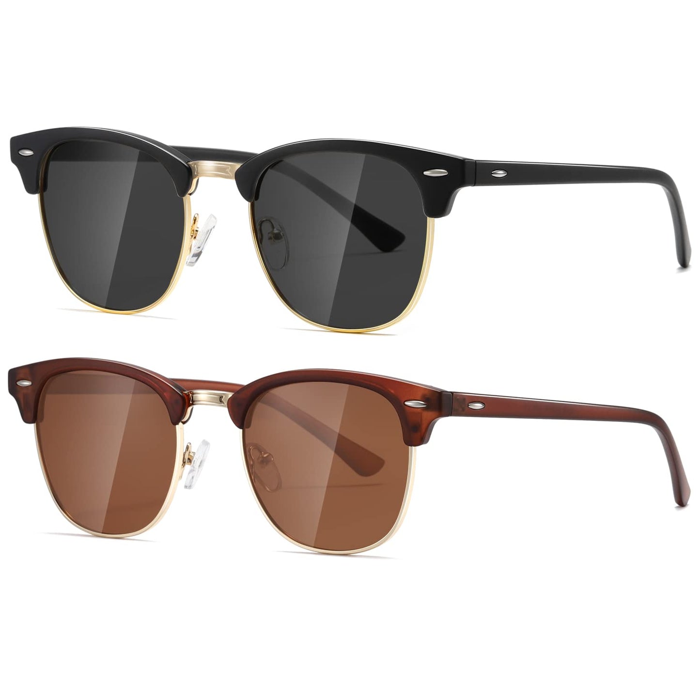 AEVOGUE Polarized Sunglasses For Women And Men Semi Rimless Frame Retro Sun Glasses AE0369
