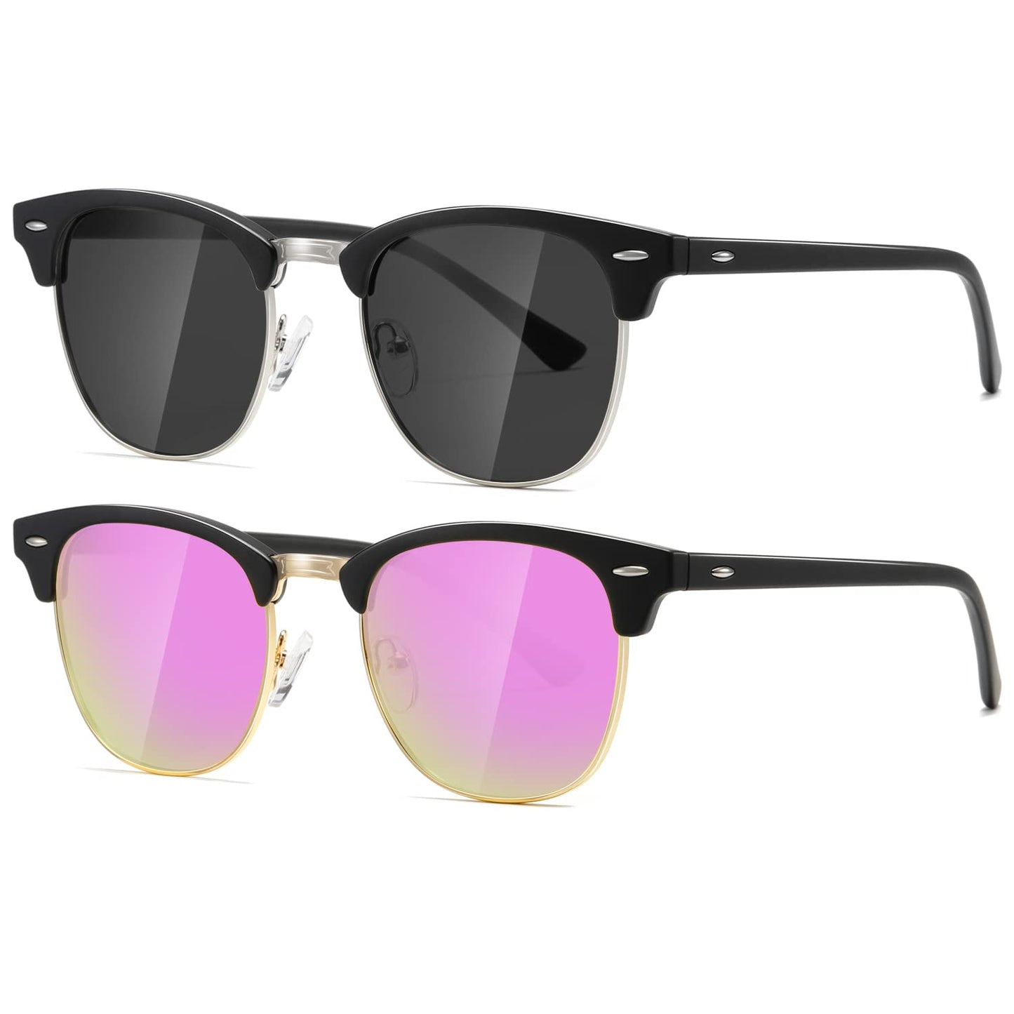 AEVOGUE Polarized Sunglasses For Women And Men Semi Rimless Frame Retro Sun Glasses AE0369