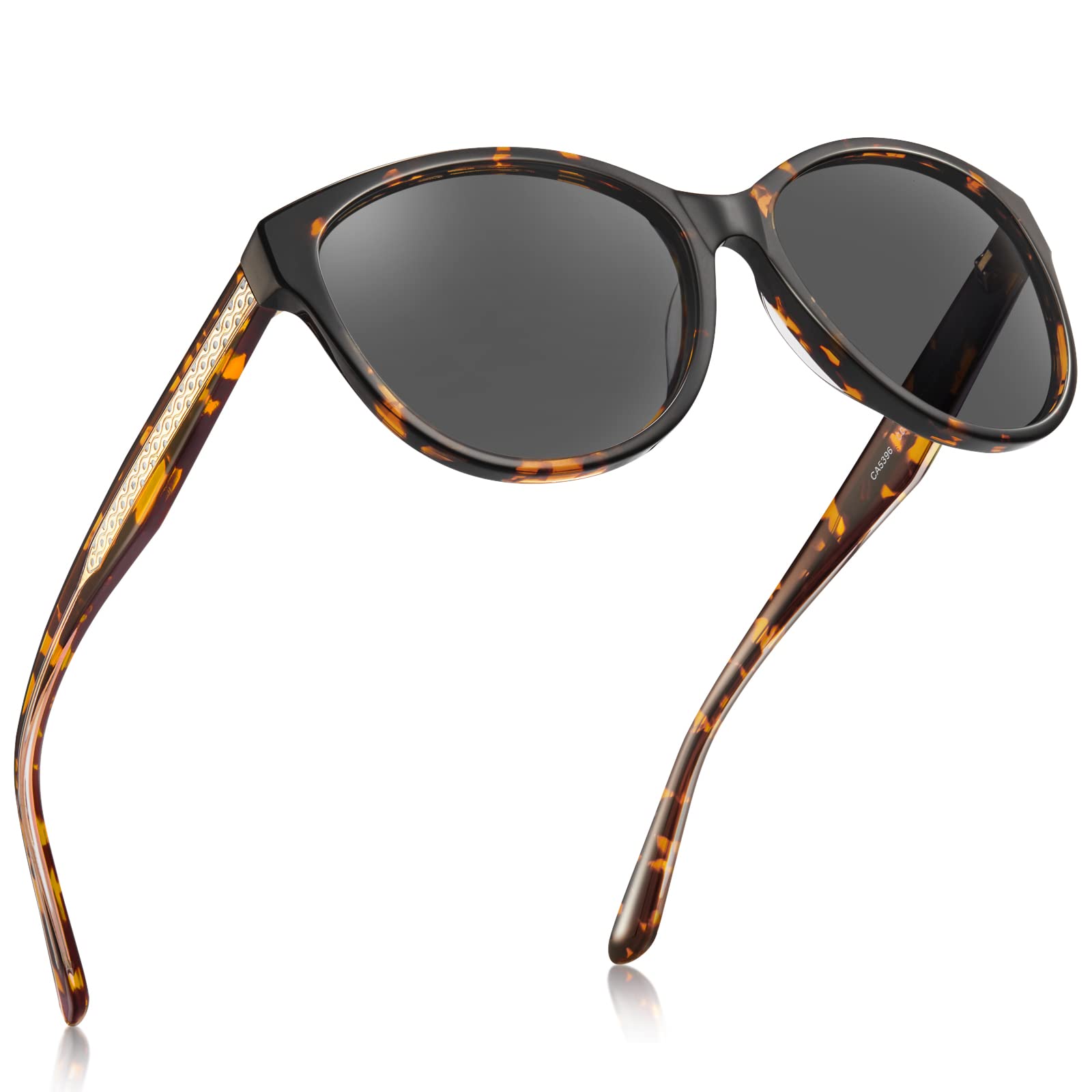 CARFIA Cateye Polarized Sunglasses for Women UV Protection, Italy Handcrafted Acetate Frame with Embossed Pattern Wire Core