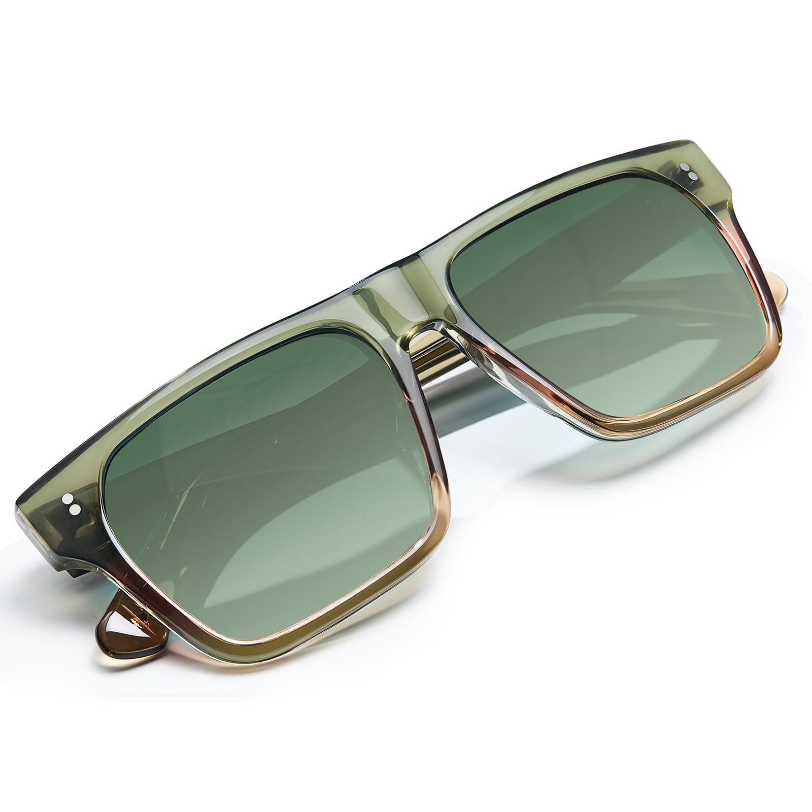 CARFIA Acetate Sunglasses for Men Polarized UV400 Protection Modern Flat Large Wrap Square Driving Glasses