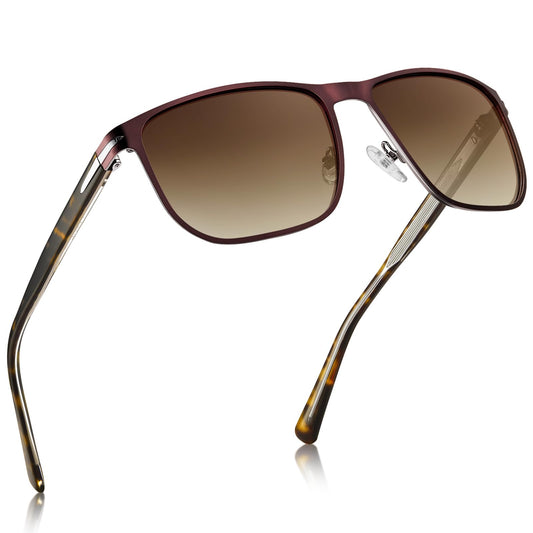 CARFIA Metal Men's Sunglasses Polarized Retro Elites Style, Durable Al-Mg Large Frame, Driving Golf Glasses