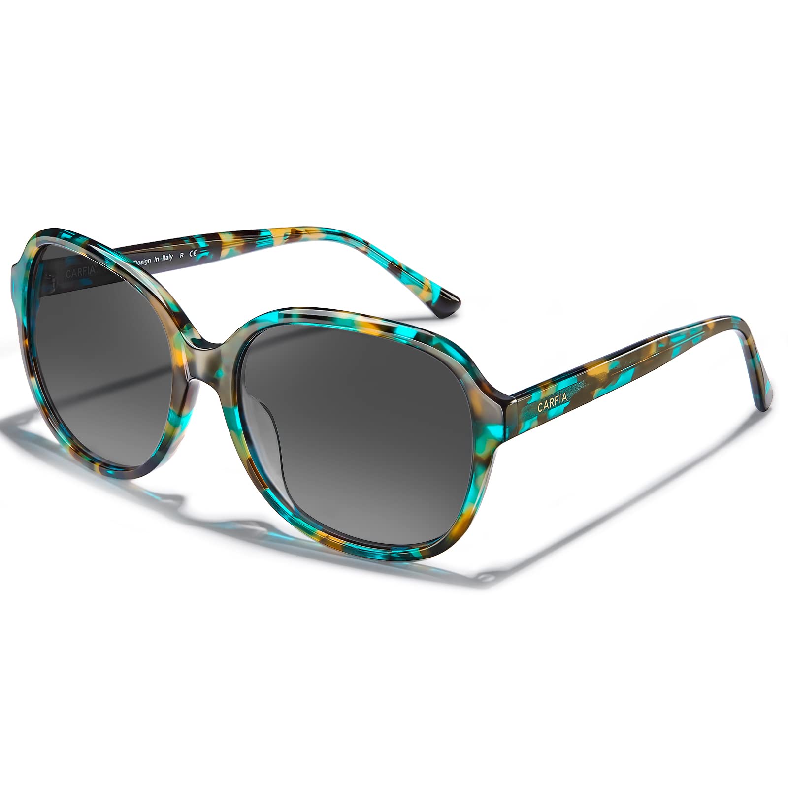 CARFIA Acetate Polarized Sunglasses for Women UV Protection, Retro Fashion Ladies Shades Driving Safety Eyewear