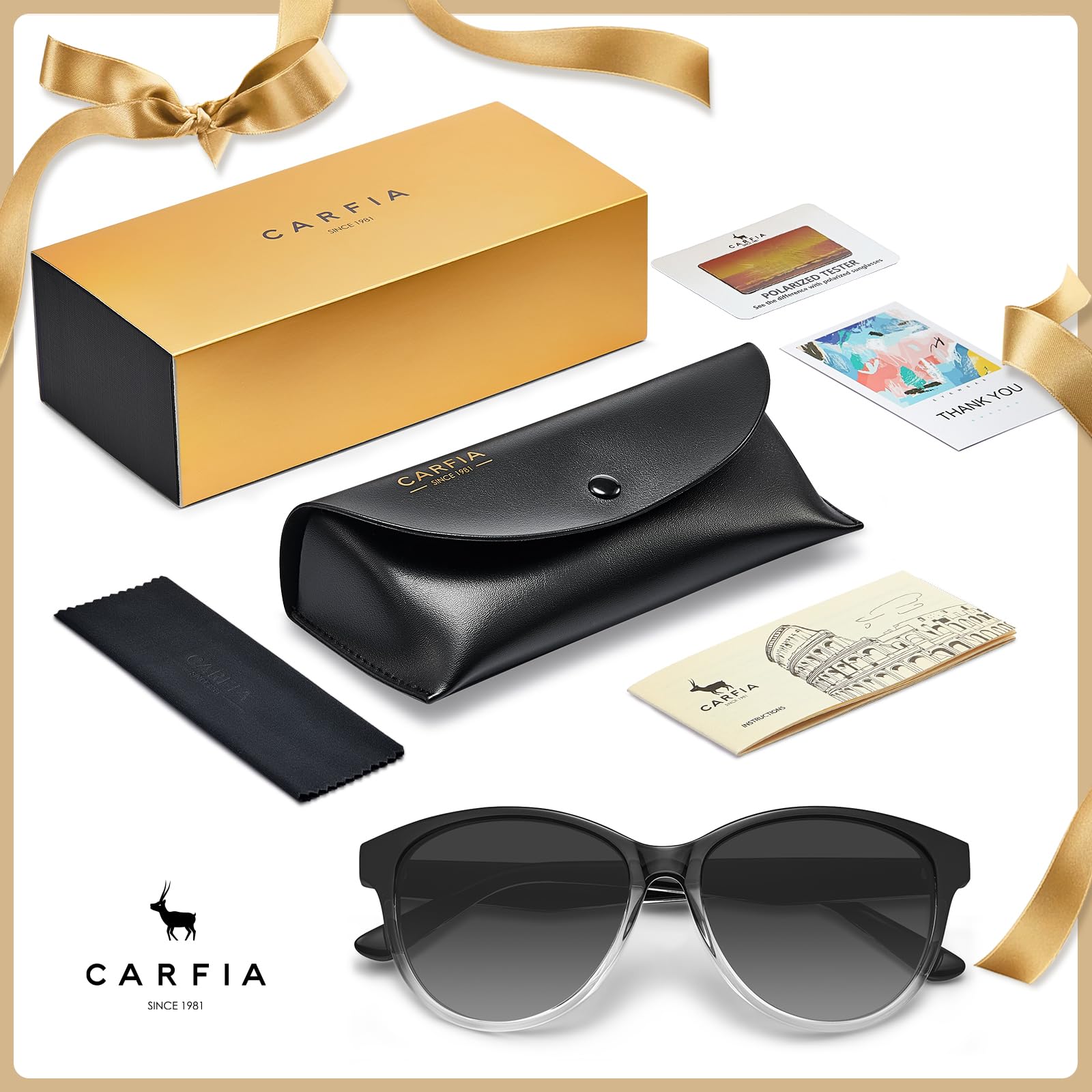 CARFIA Cateye Polarized Sunglasses for Women UV Protection, Italy Handcrafted Acetate Frame with Embossed Pattern Wire Core