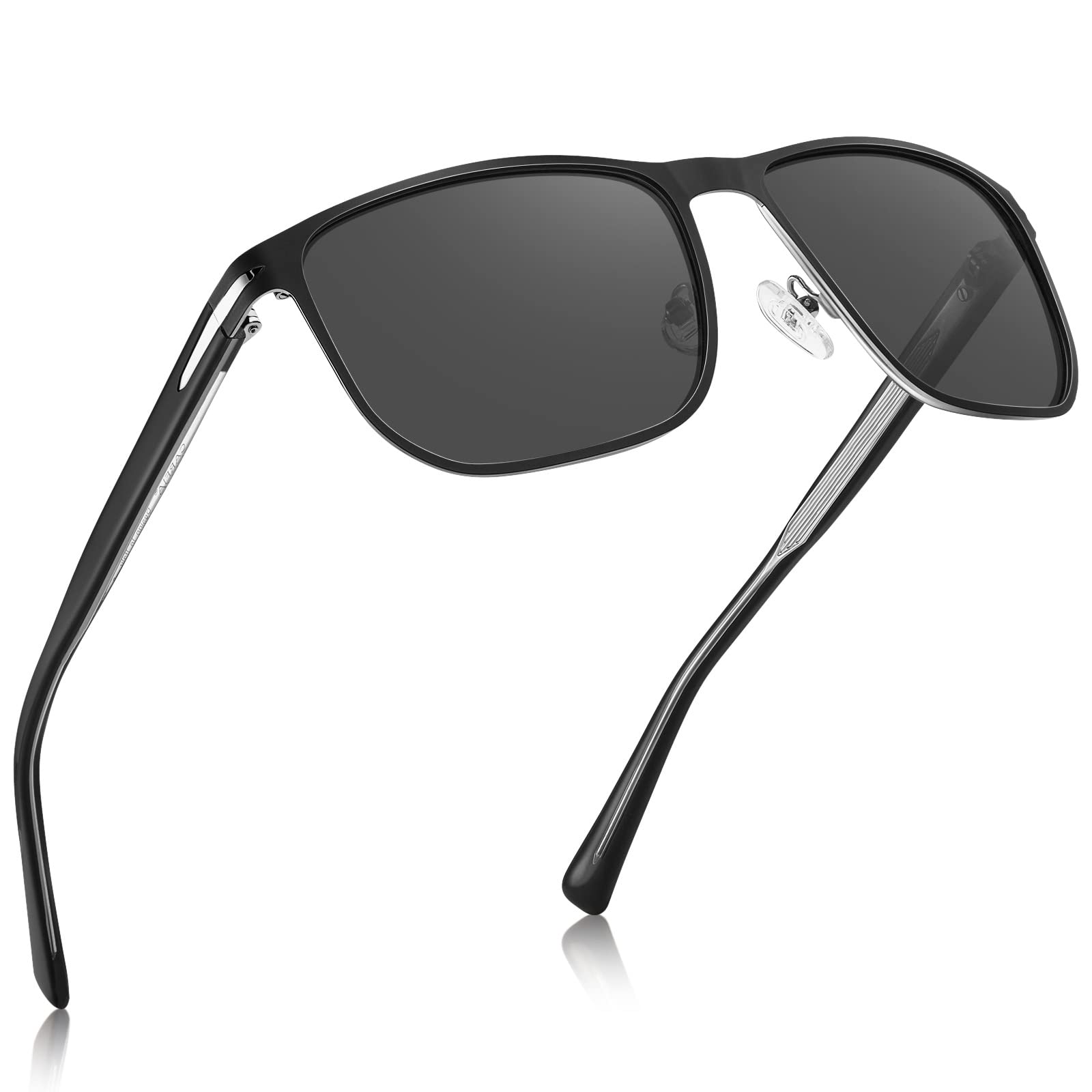 CARFIA Metal Men's Sunglasses Polarized Retro Elites Style, Durable Al-Mg Large Frame, Driving Golf Glasses