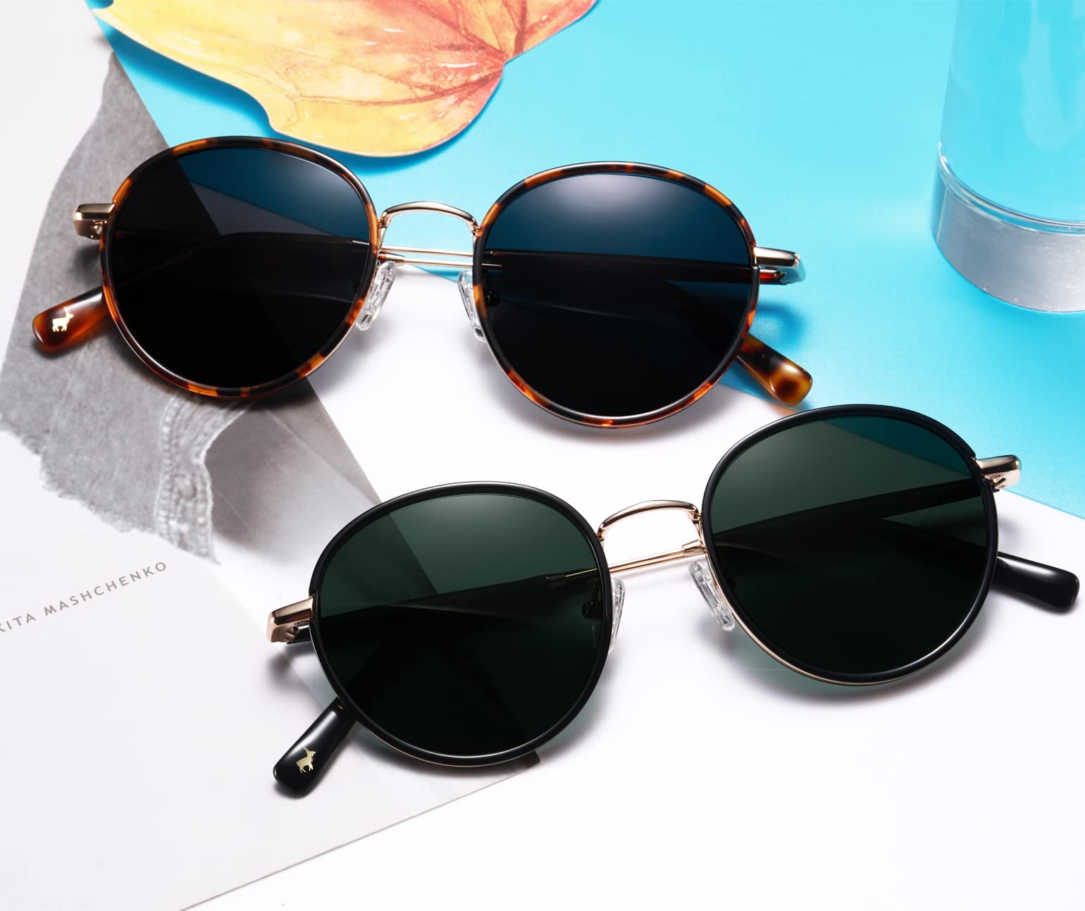 CARFIA Retro Small Round Polarized Womens Sunglasses UV Protection, Trendy Vintage Stylish Designer Sunglasses CA1949
