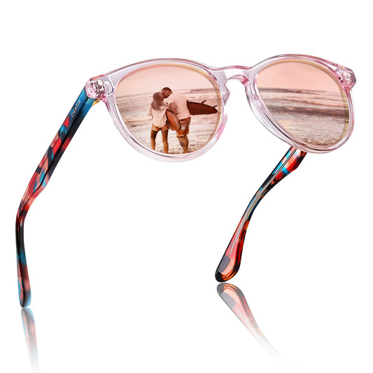 CARFIA Retro Womens Sunglasses Polarized Oval Acetate Durable 5-Barrel Hinges UV400 Protection Shades