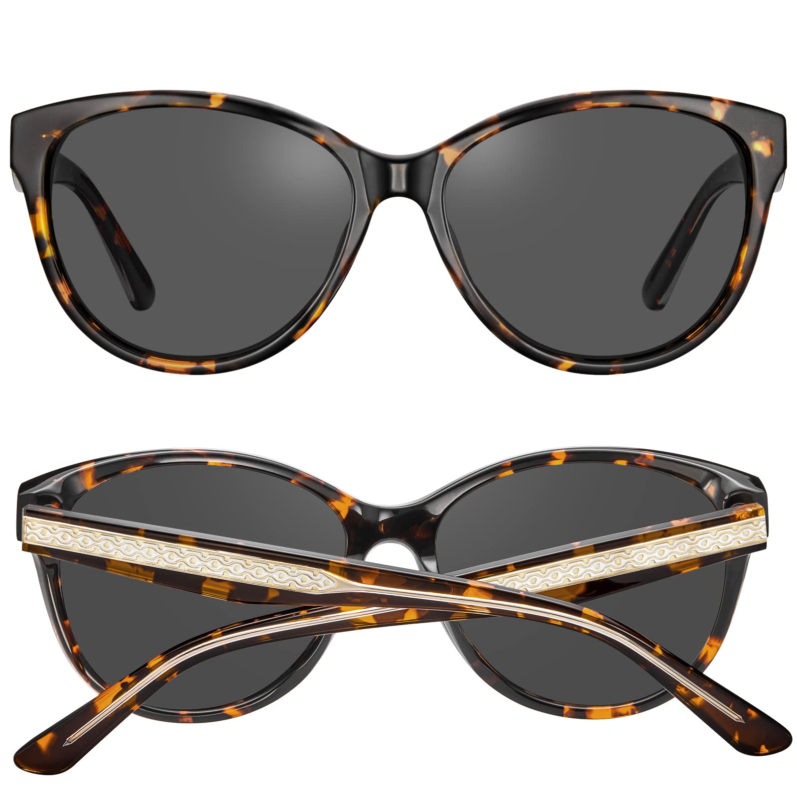 CARFIA Cateye Polarized Sunglasses for Women UV Protection, Italy Handcrafted Acetate Frame with Embossed Pattern Wire Core