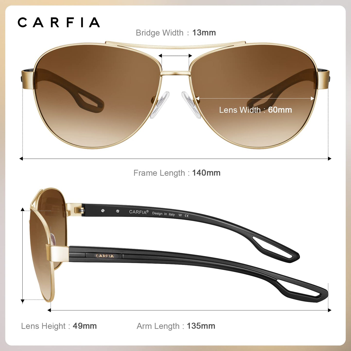 CARFIA Lightweight Retro Pilot Sunglasses for Women Polarized UV Protection, Trendy Outdoor Driving Lady Sunnies Metal Frame