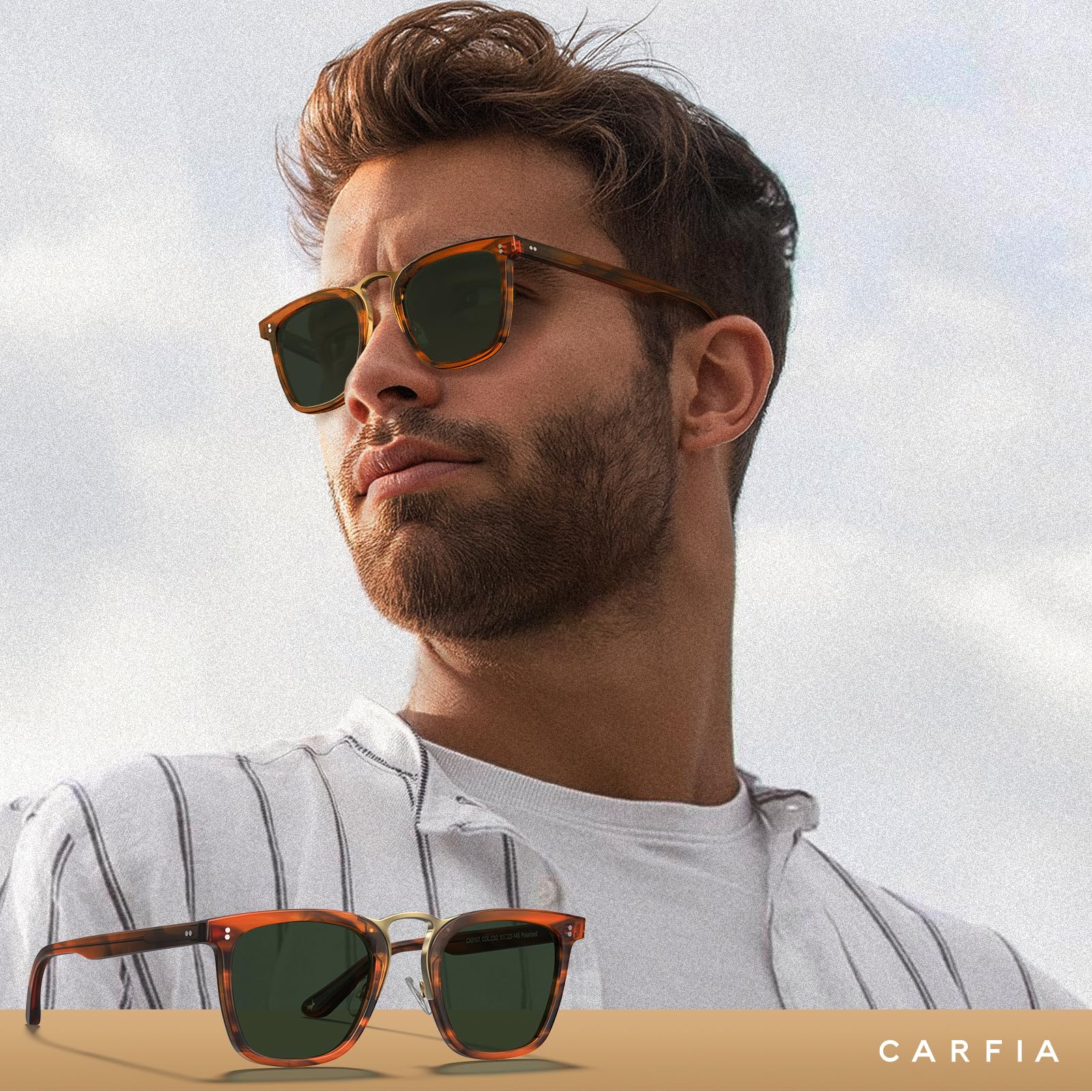 CARFIA Acetate Sunglasses for Men Polarized UV400 Protection CA5107