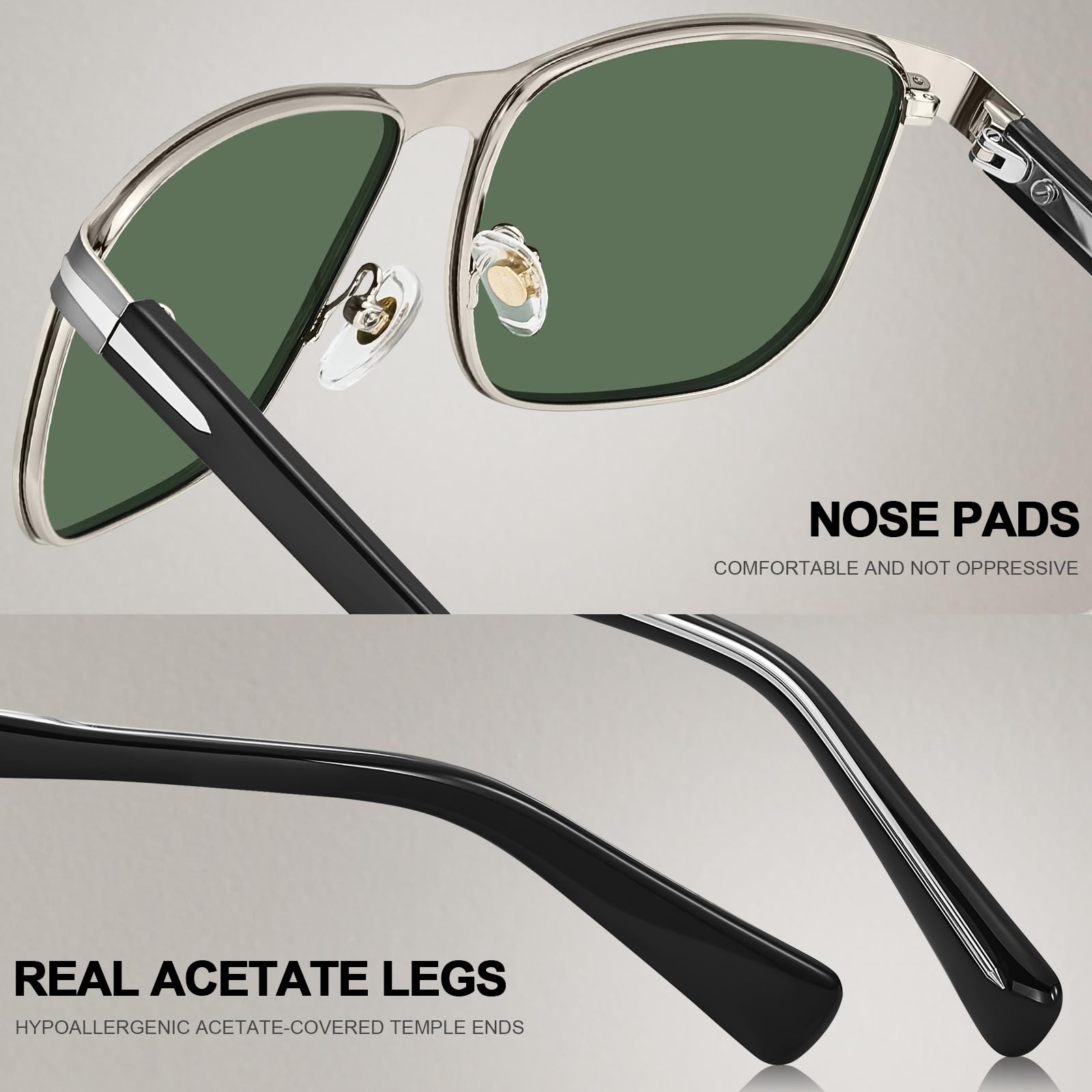 CARFIA Metal Men's Sunglasses Polarized Retro Elites Style, Durable Al-Mg Large Frame, Driving Golf Glasses