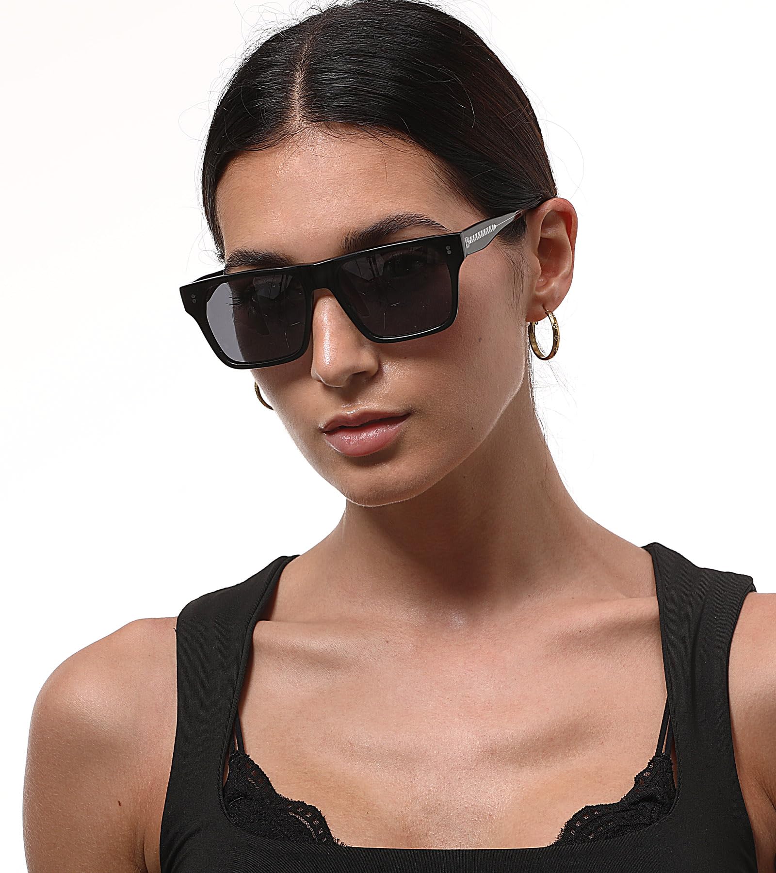 CARFIA Acetate Sunglasses for Men Polarized UV400 Protection Modern Flat Large Wrap Square Driving Glasses