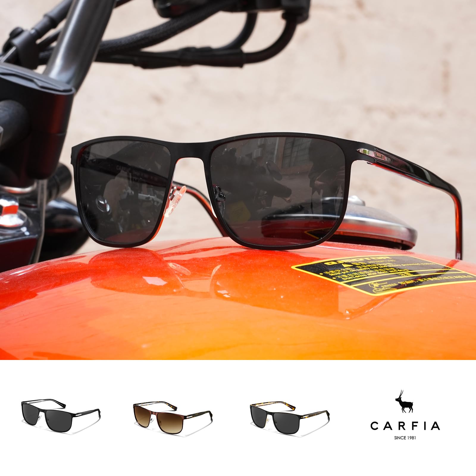 CARFIA Metal Men's Sunglasses Polarized Retro Elites Style, Durable Al-Mg Large Frame, Driving Golf Glasses