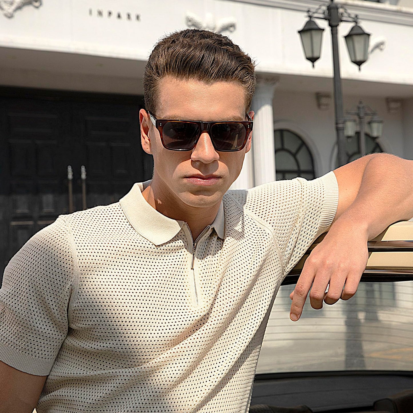 CARFIA Acetate Sunglasses for Men Polarized UV400 Protection Modern Flat Large Wrap Square Driving Glasses