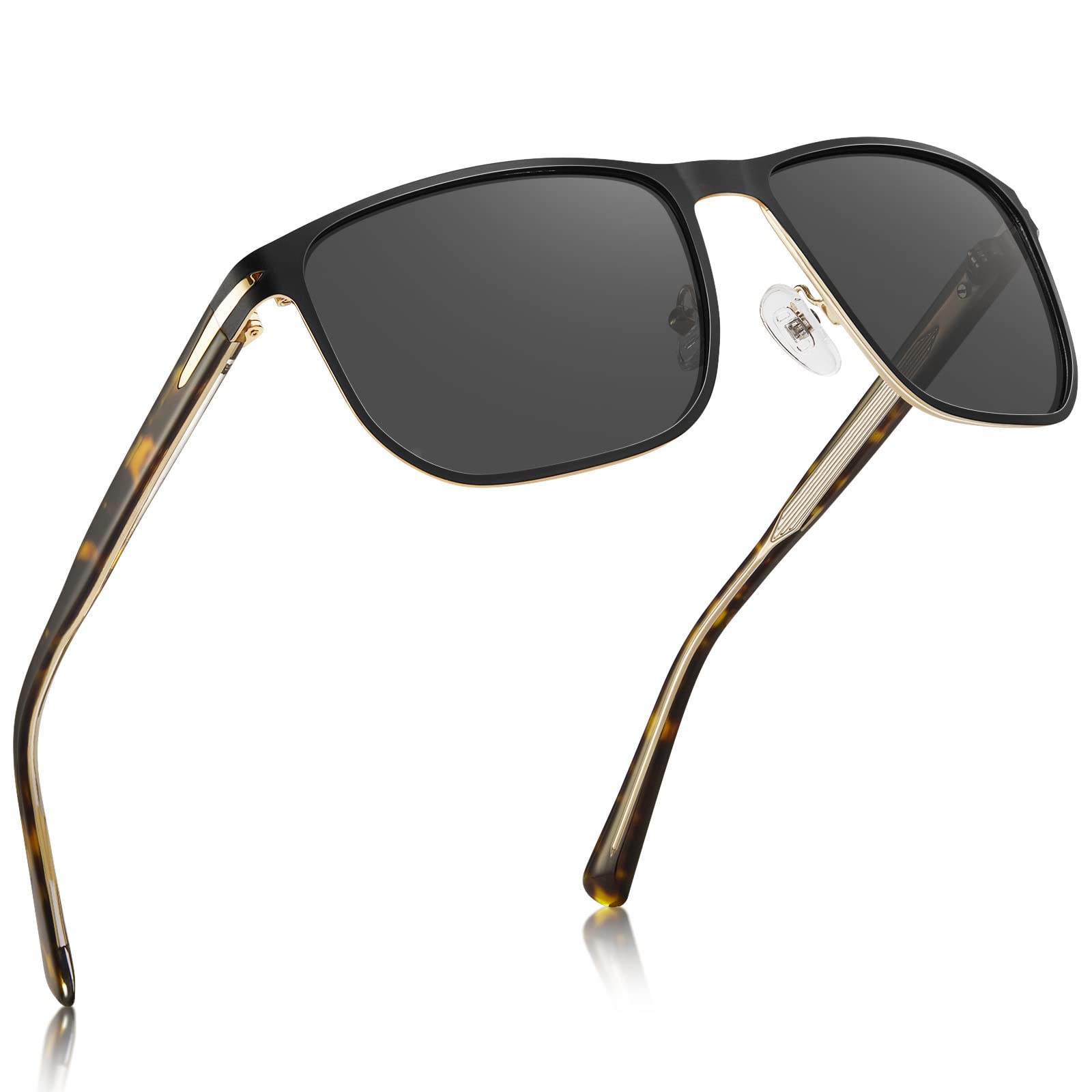 CARFIA Metal Men's Sunglasses Polarized Retro Elites Style, Durable Al-Mg Large Frame, Driving Golf Glasses