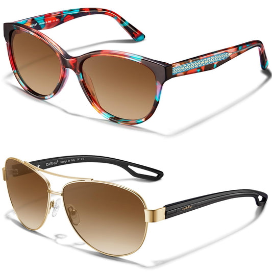 CARFIA Lightweight Retro Pilot Sunglasses for Women Polarized UV Protection, Trendy Outdoor Driving Lady Sunnies Metal Frame