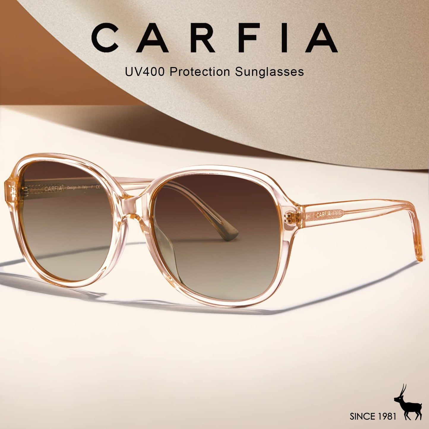 CARFIA Acetate Polarized Sunglasses for Women UV Protection, Retro Fashion Ladies Shades Driving Safety Eyewear