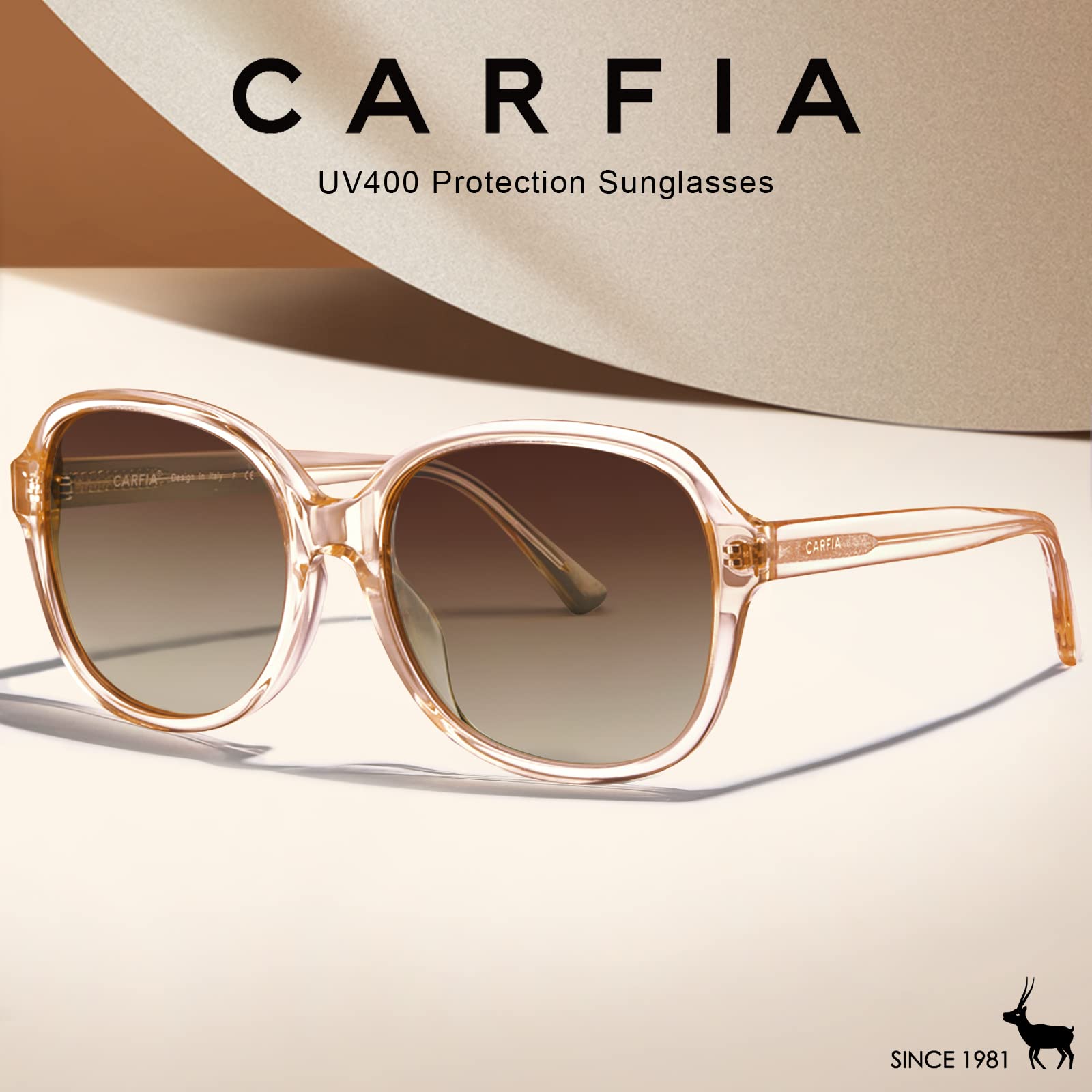 CARFIA Acetate Polarized Sunglasses for Women UV Protection, Retro Fashion Ladies Shades Driving Safety Eyewear