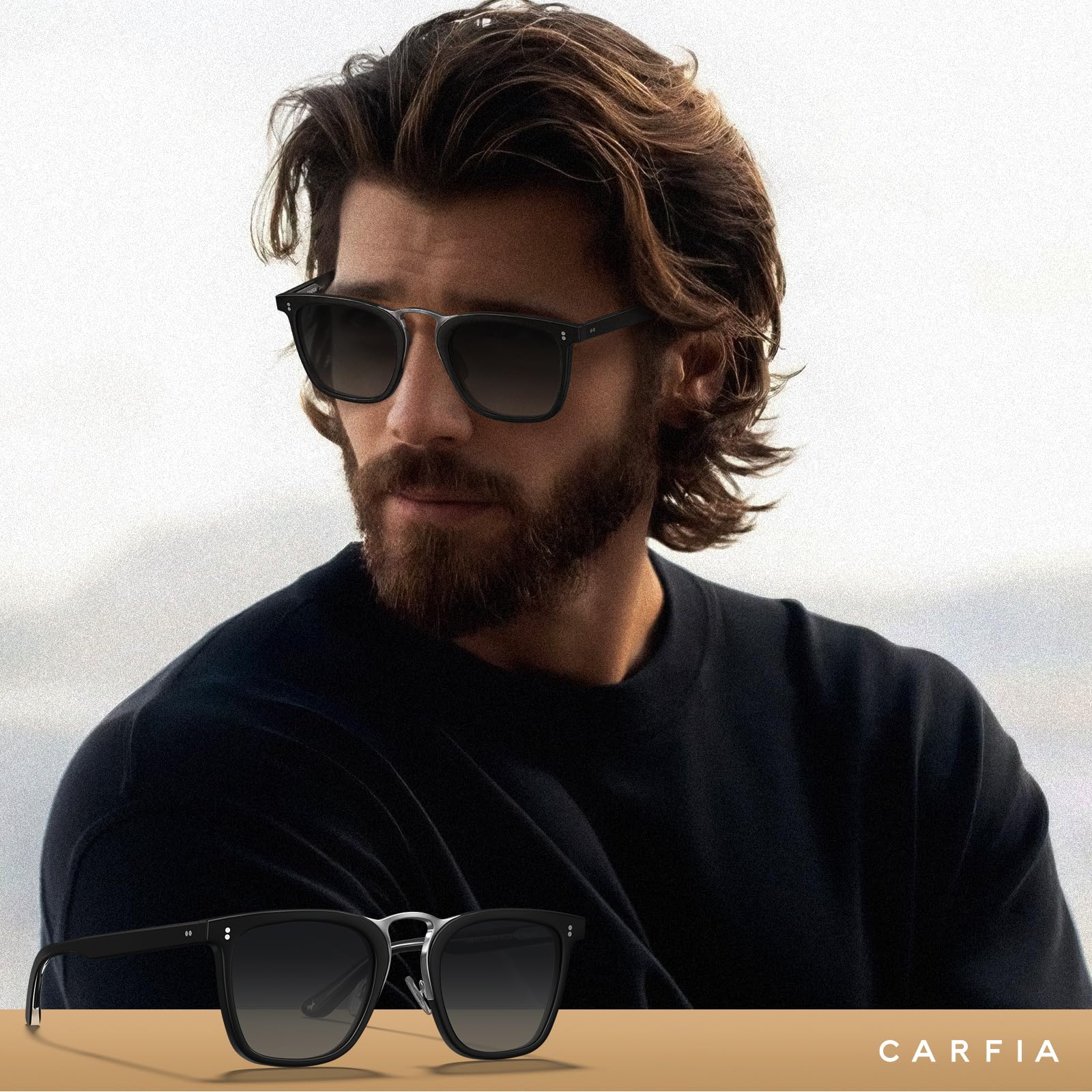 CARFIA Acetate Sunglasses for Men Polarized UV400 Protection CA5107