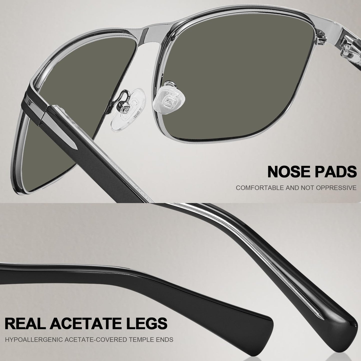 CARFIA Metal Men's Sunglasses Polarized Retro Elites Style, Durable Al-Mg Large Frame, Driving Golf Glasses