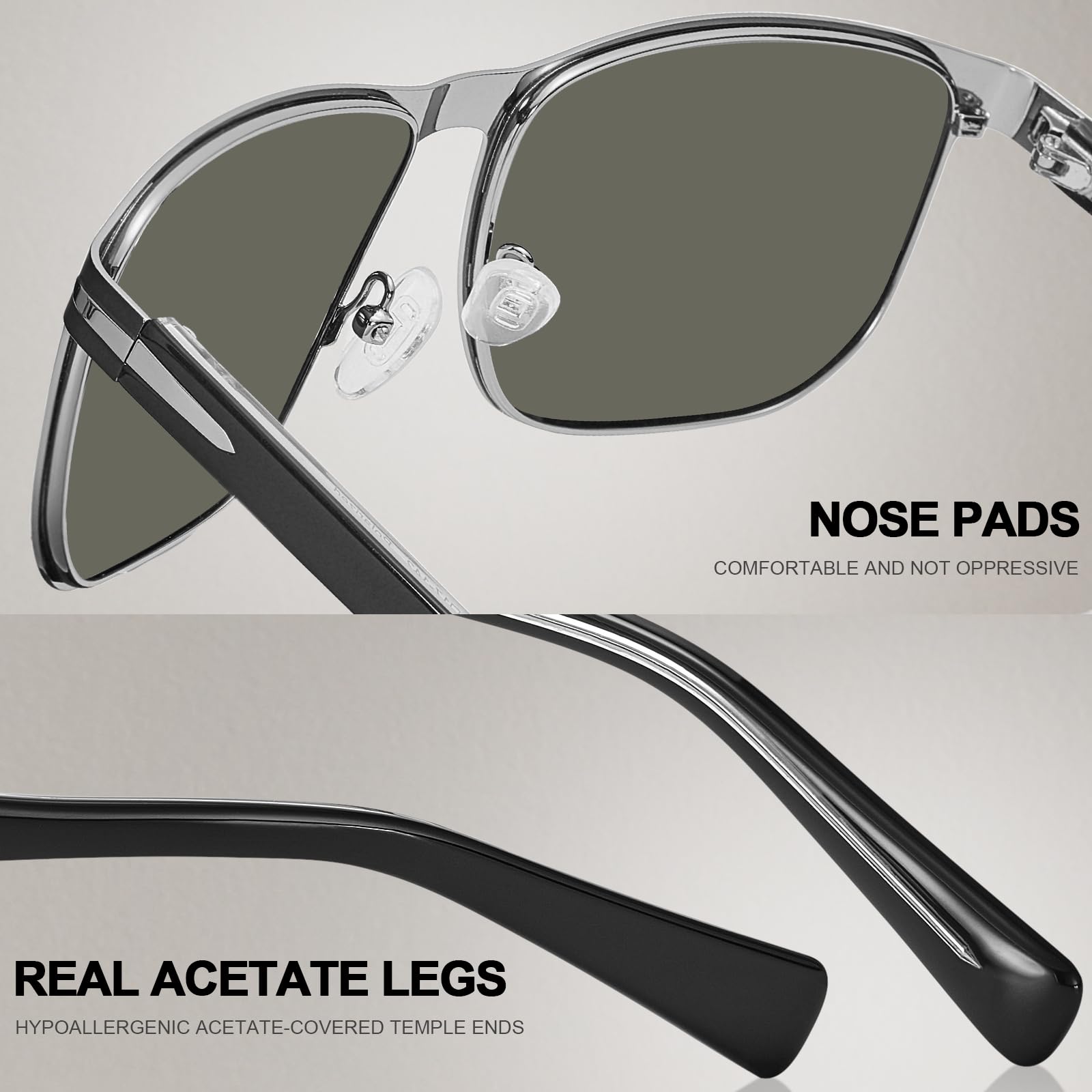 CARFIA Metal Men's Sunglasses Polarized Retro Elites Style, Durable Al-Mg Large Frame, Driving Golf Glasses