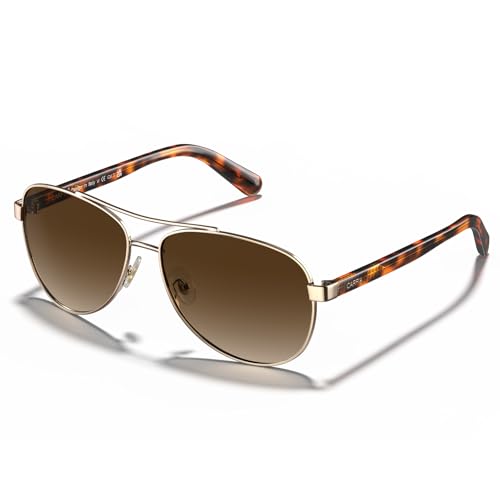 CARFIA Pilot Polarized Sunglasses for Men UV400 Protection, Acetate Tortoise Arms CA3216