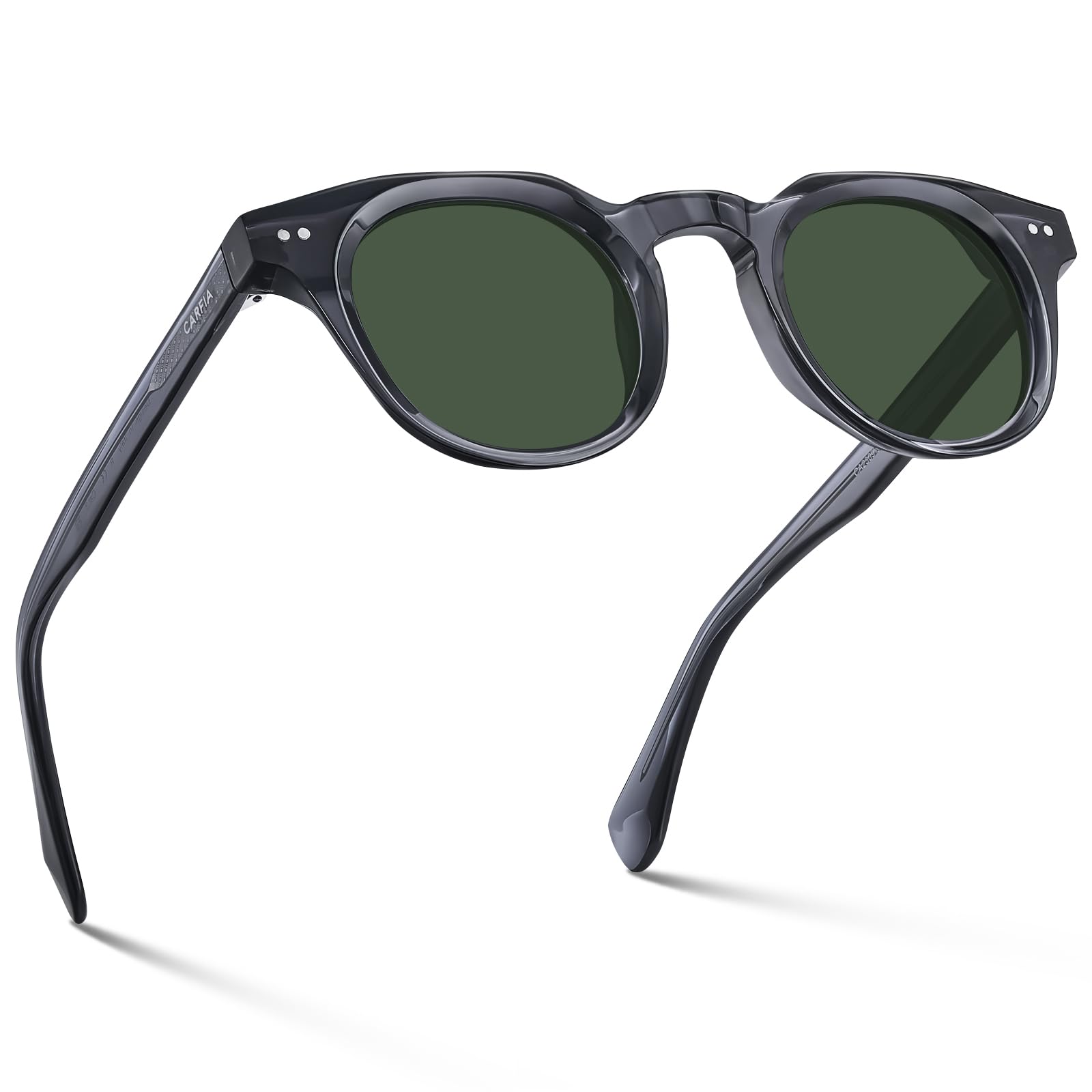 CARFIA Retro Polarized Sunglasses for Men Women UV400 Protection Acetate Small Square Fashion Driving Glasses