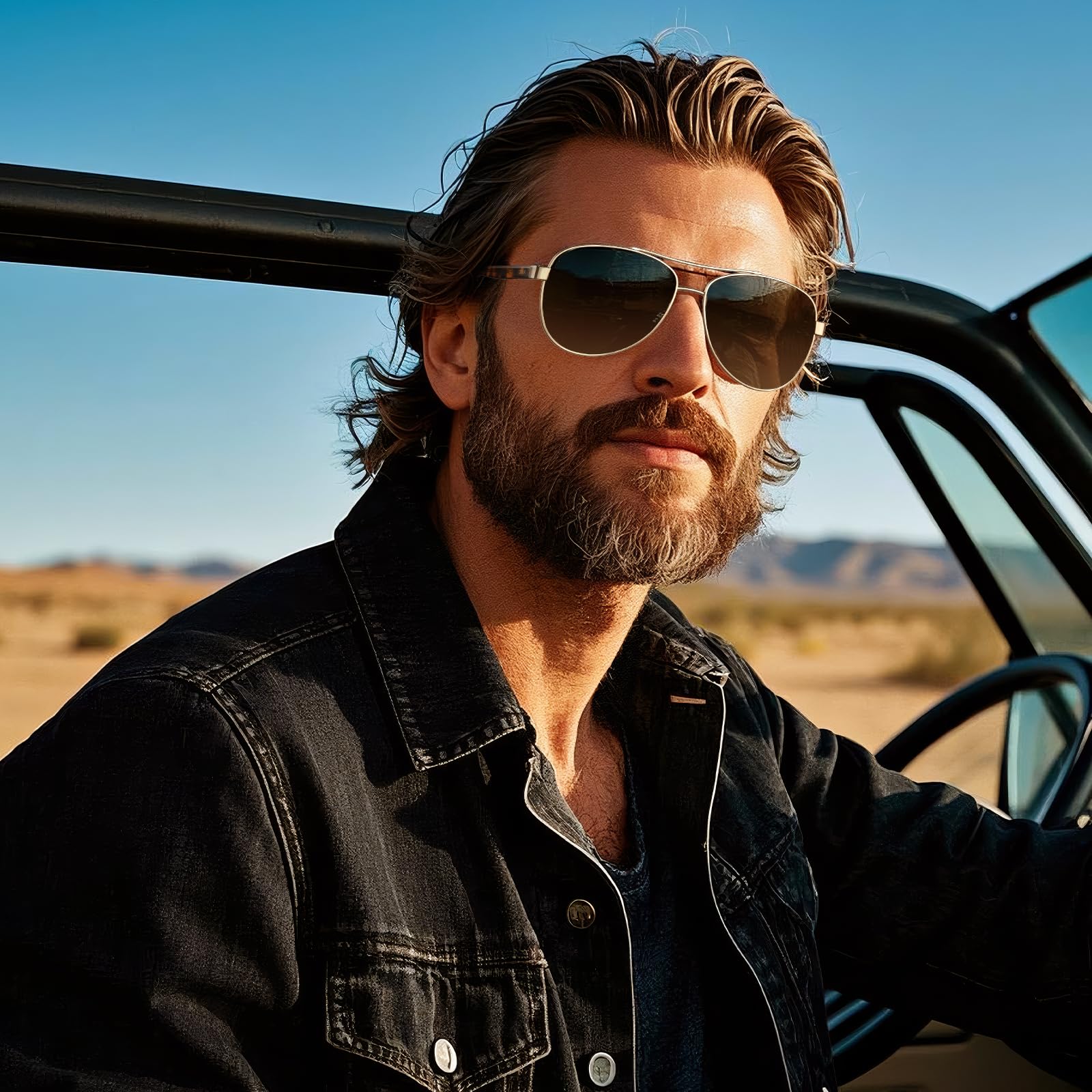 CARFIA Pilot Polarized Sunglasses for Men UV400 Protection, Acetate Tortoise Arms CA3216