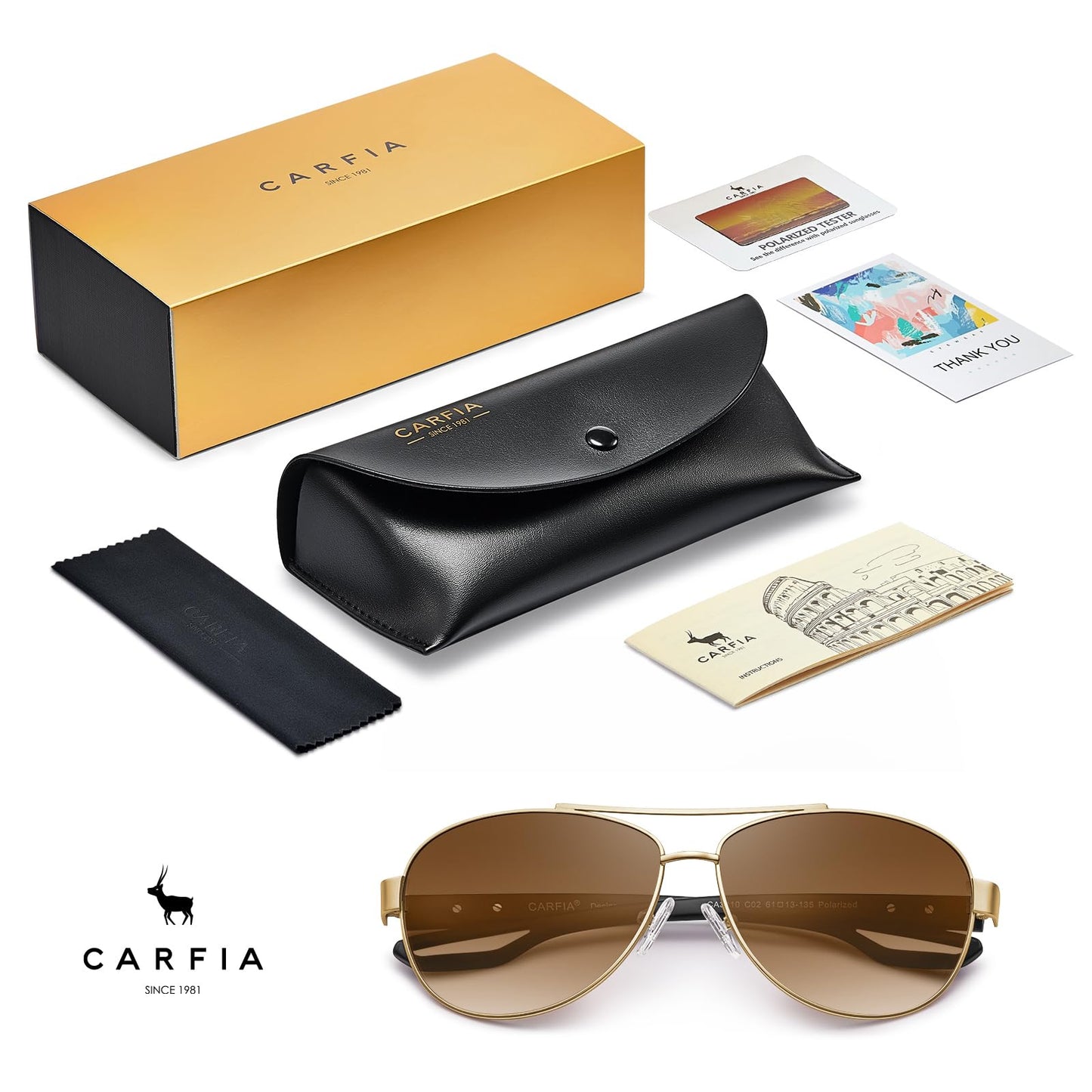 CARFIA Lightweight Retro Pilot Sunglasses for Women Polarized UV Protection, Trendy Outdoor Driving Lady Sunnies Metal Frame