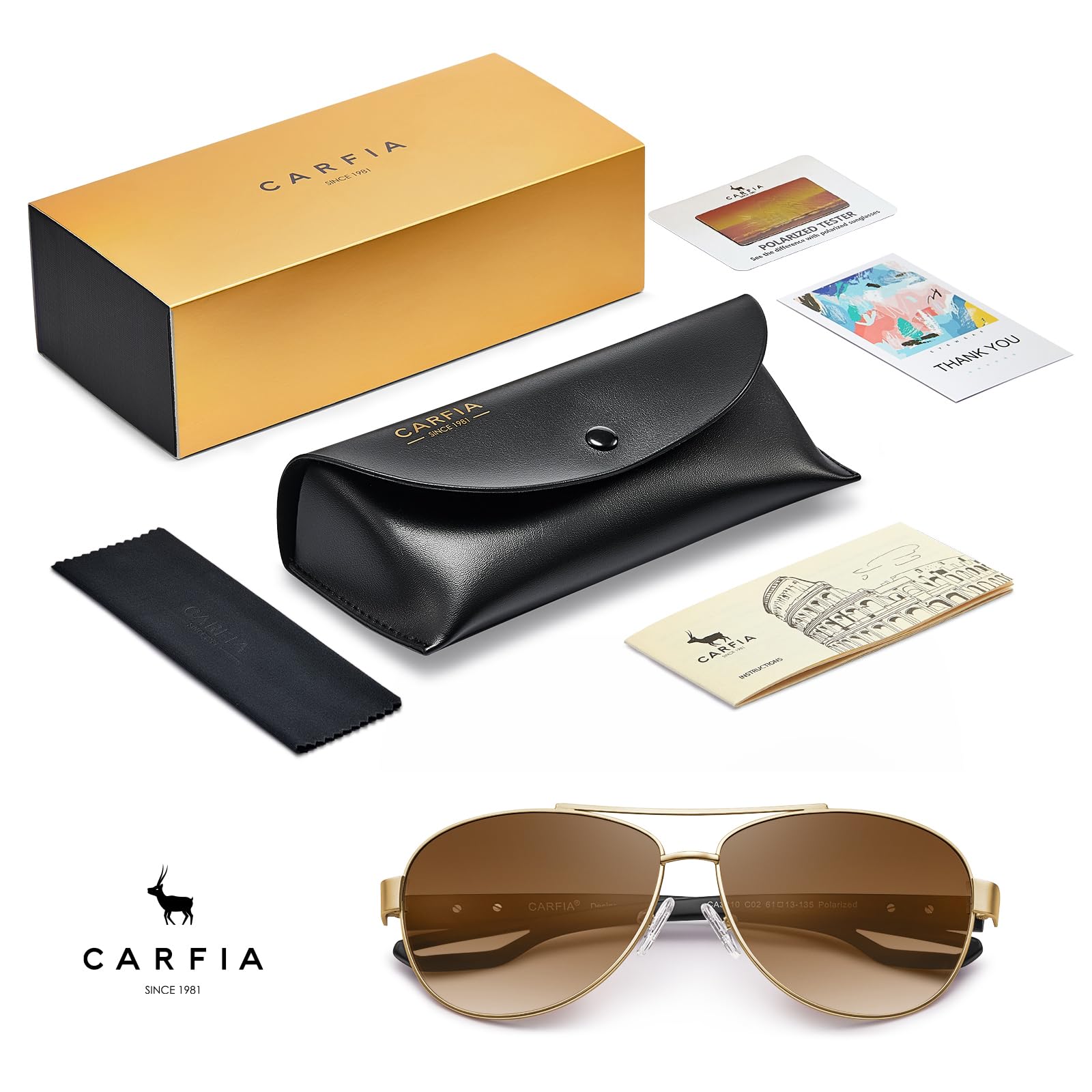 CARFIA Lightweight Retro Pilot Sunglasses for Women Polarized UV Protection, Trendy Outdoor Driving Lady Sunnies Metal Frame