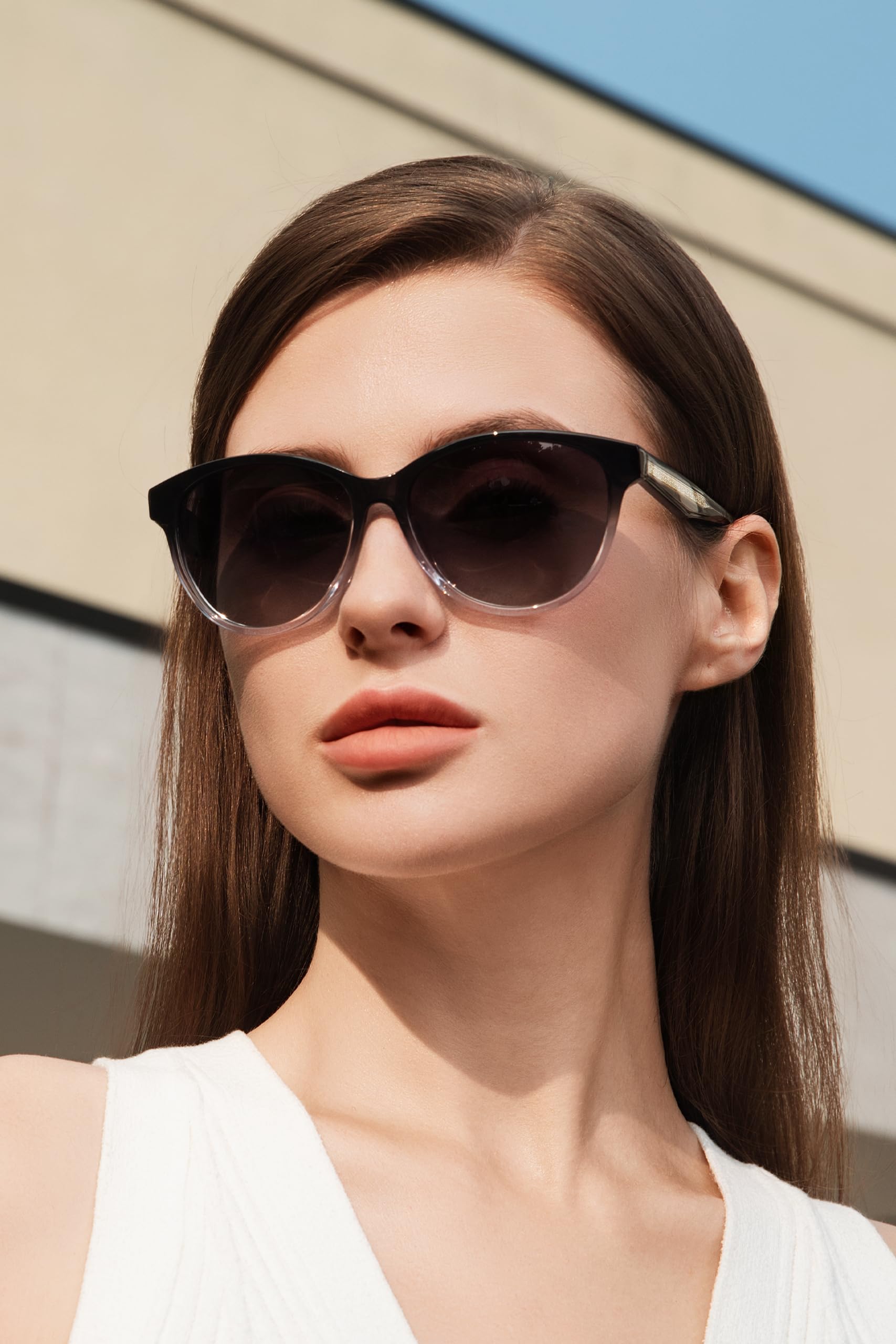 CARFIA Cateye Polarized Sunglasses for Women UV Protection, Italy Handcrafted Acetate Frame with Embossed Pattern Wire Core