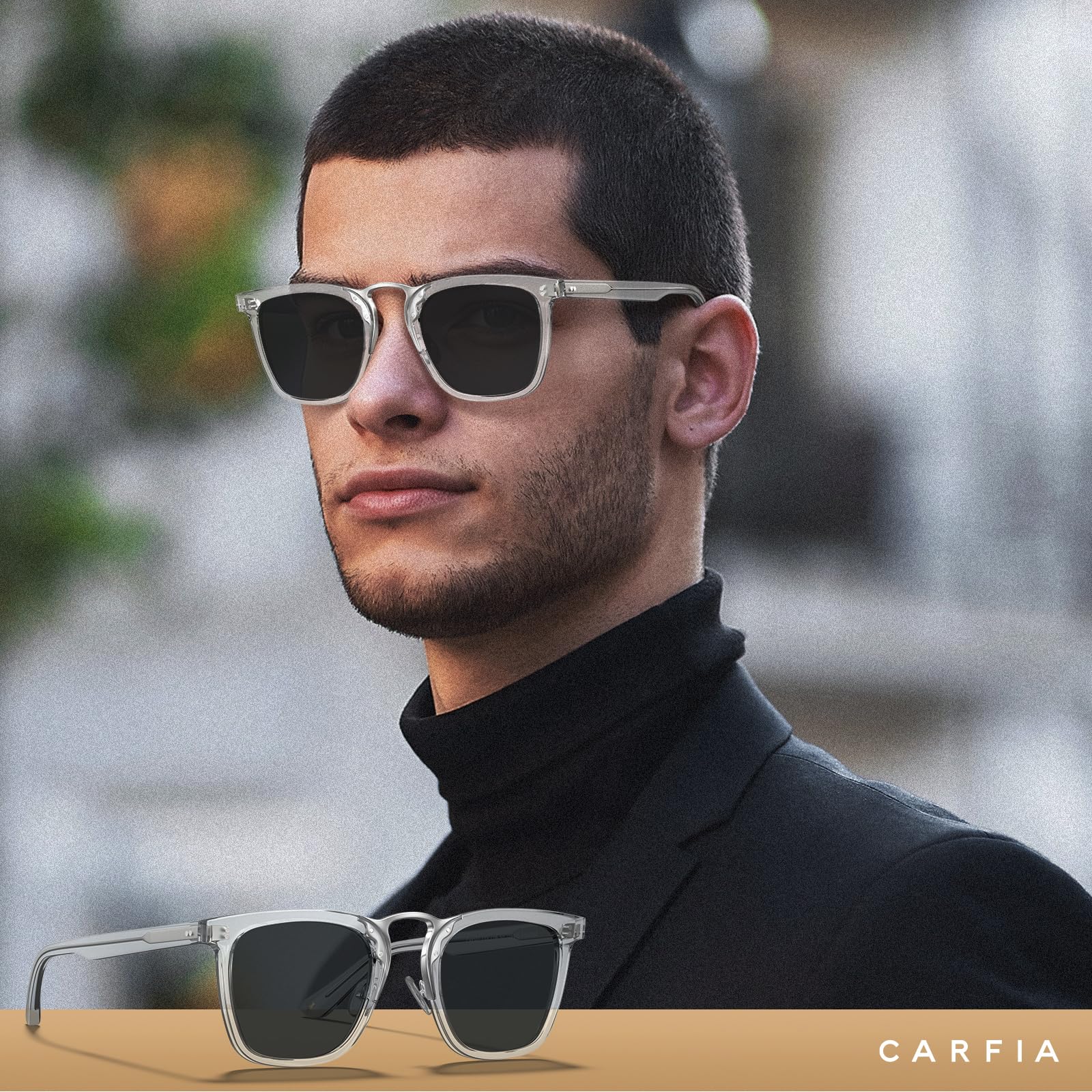 CARFIA Acetate Sunglasses for Men Polarized UV400 Protection CA5107