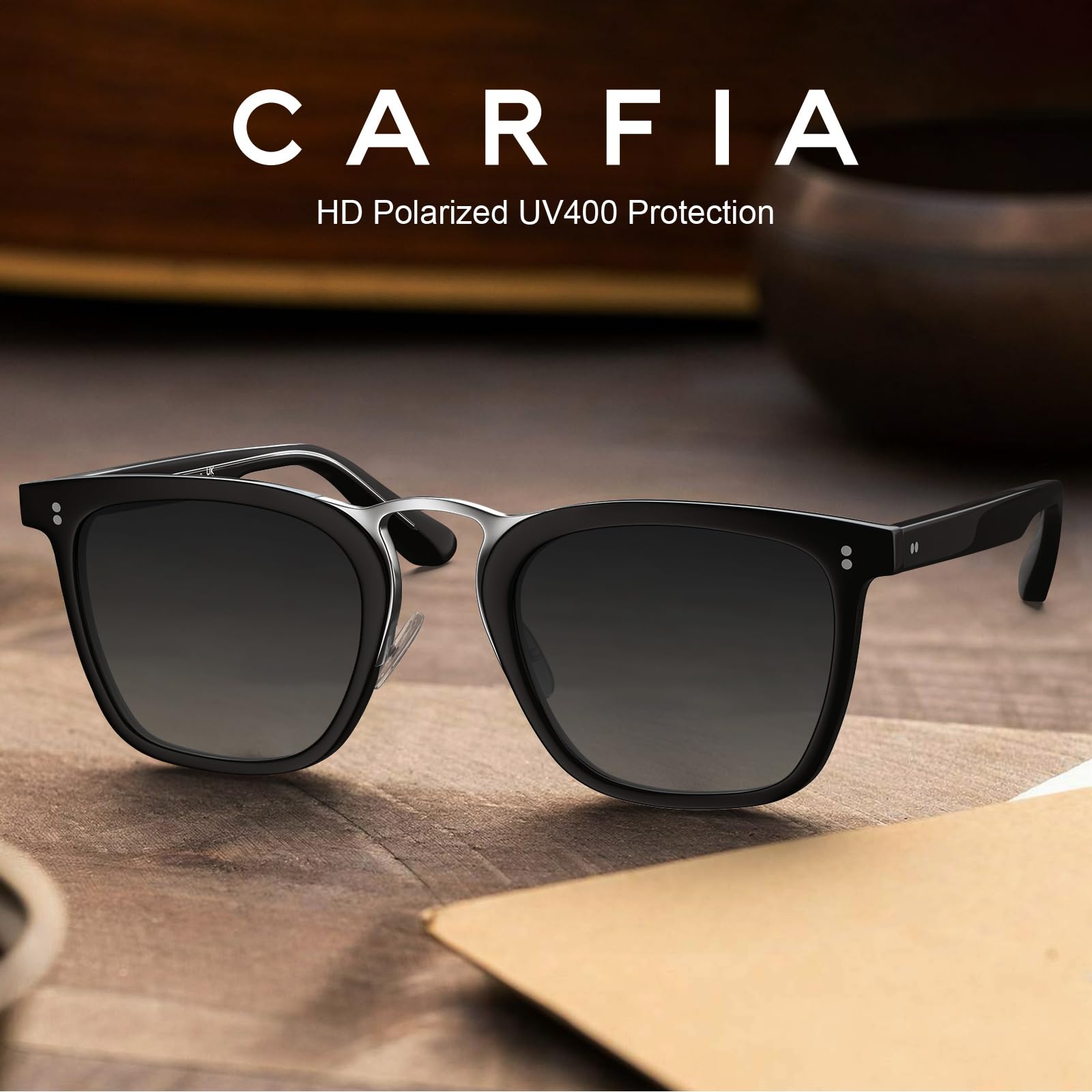 CARFIA Acetate Sunglasses for Men Polarized UV400 Protection CA5107