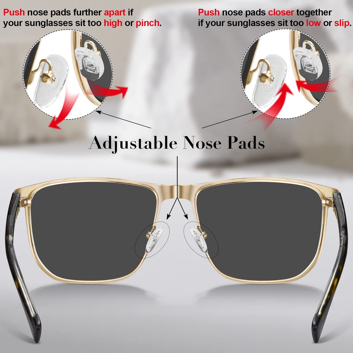 CARFIA Metal Men's Sunglasses Polarized Retro Elites Style, Durable Al-Mg Large Frame, Driving Golf Glasses