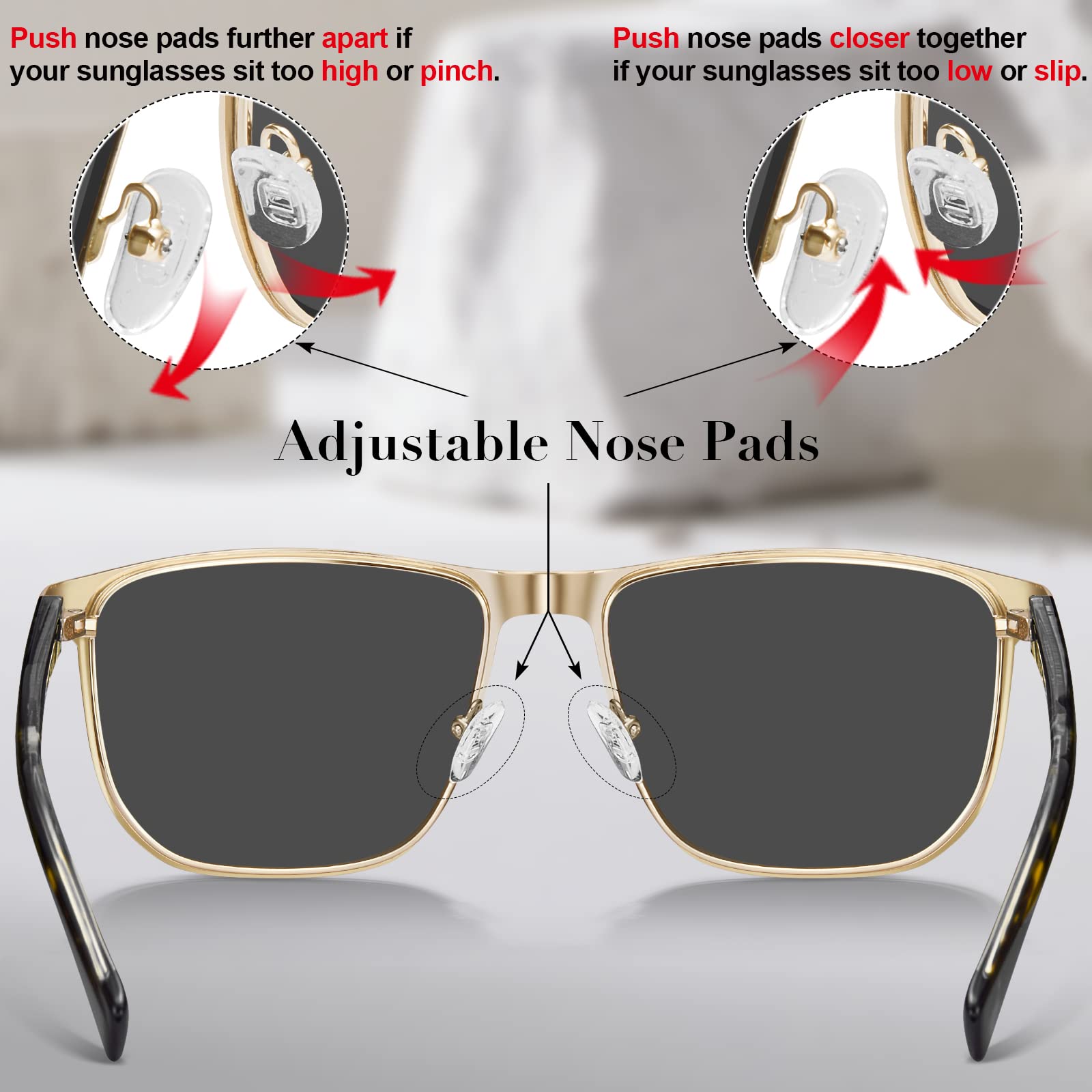 CARFIA Metal Men's Sunglasses Polarized Retro Elites Style, Durable Al-Mg Large Frame, Driving Golf Glasses