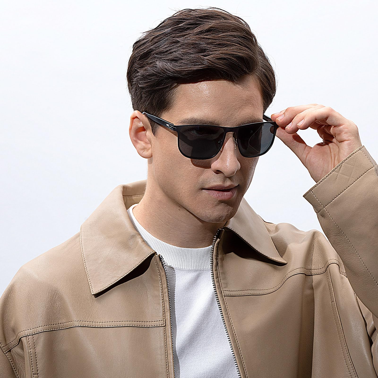 CARFIA Metal Men's Sunglasses Polarized Retro Elites Style, Durable Al-Mg Large Frame, Driving Golf Glasses