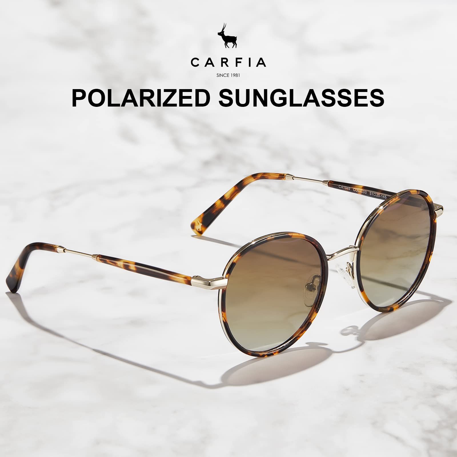 CARFIA Retro Small Round Polarized Womens Sunglasses UV Protection, Trendy Vintage Stylish Designer Sunglasses CA1949