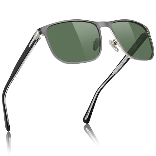 CARFIA Metal Men's Sunglasses Polarized Retro Elites Style, Durable Al-Mg Large Frame, Driving Golf Glasses