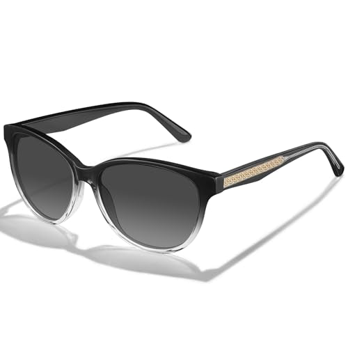 CARFIA Cateye Polarized Sunglasses for Women UV Protection, Italy Handcrafted Acetate Frame with Embossed Pattern Wire Core