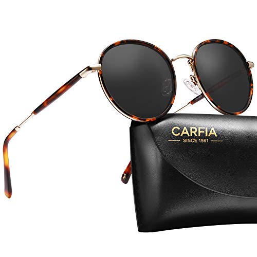 CARFIA Retro Small Round Polarized Womens Sunglasses UV Protection, Trendy Vintage Stylish Designer Sunglasses CA1949