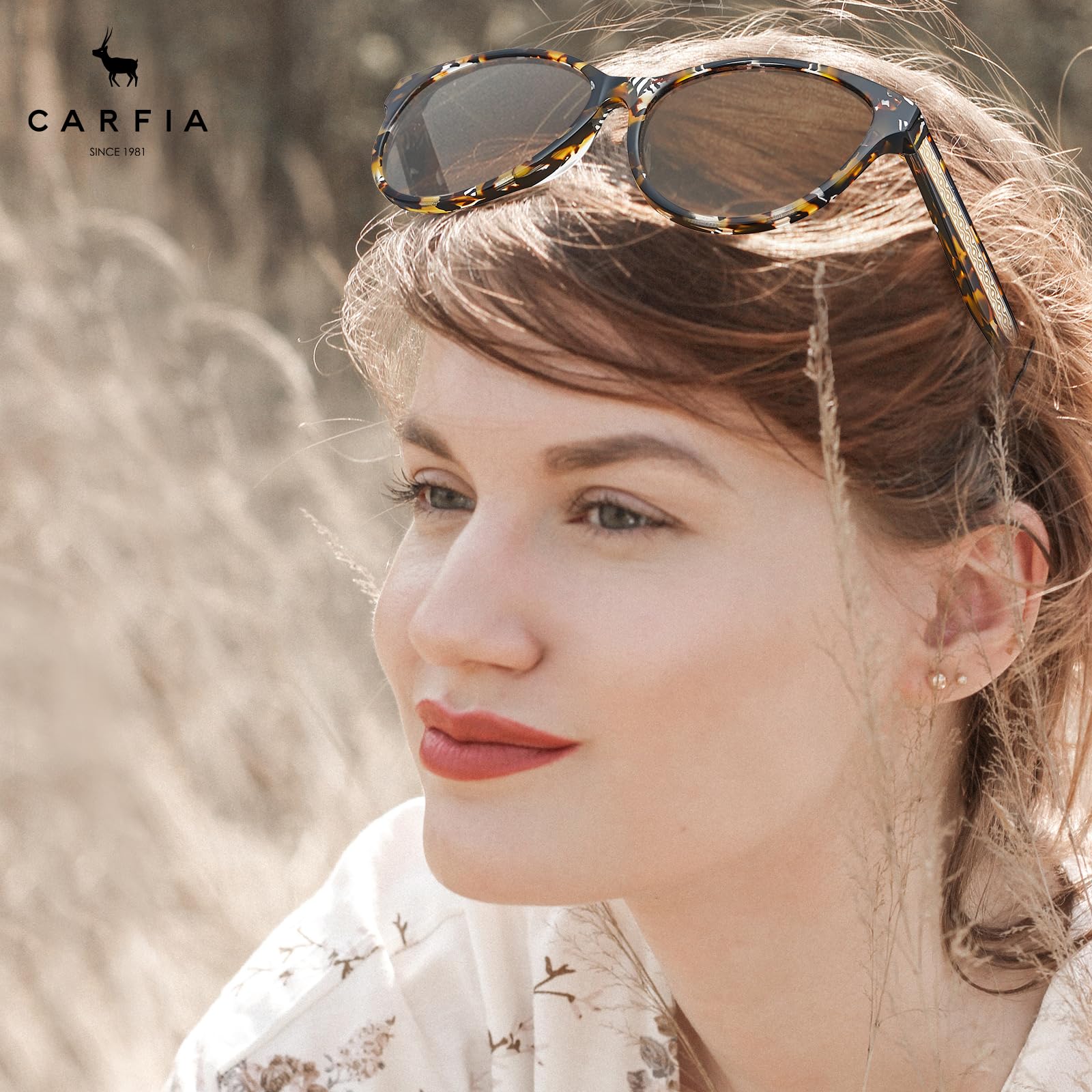 CARFIA Cateye Polarized Sunglasses for Women UV Protection, Italy Handcrafted Acetate Frame with Embossed Pattern Wire Core