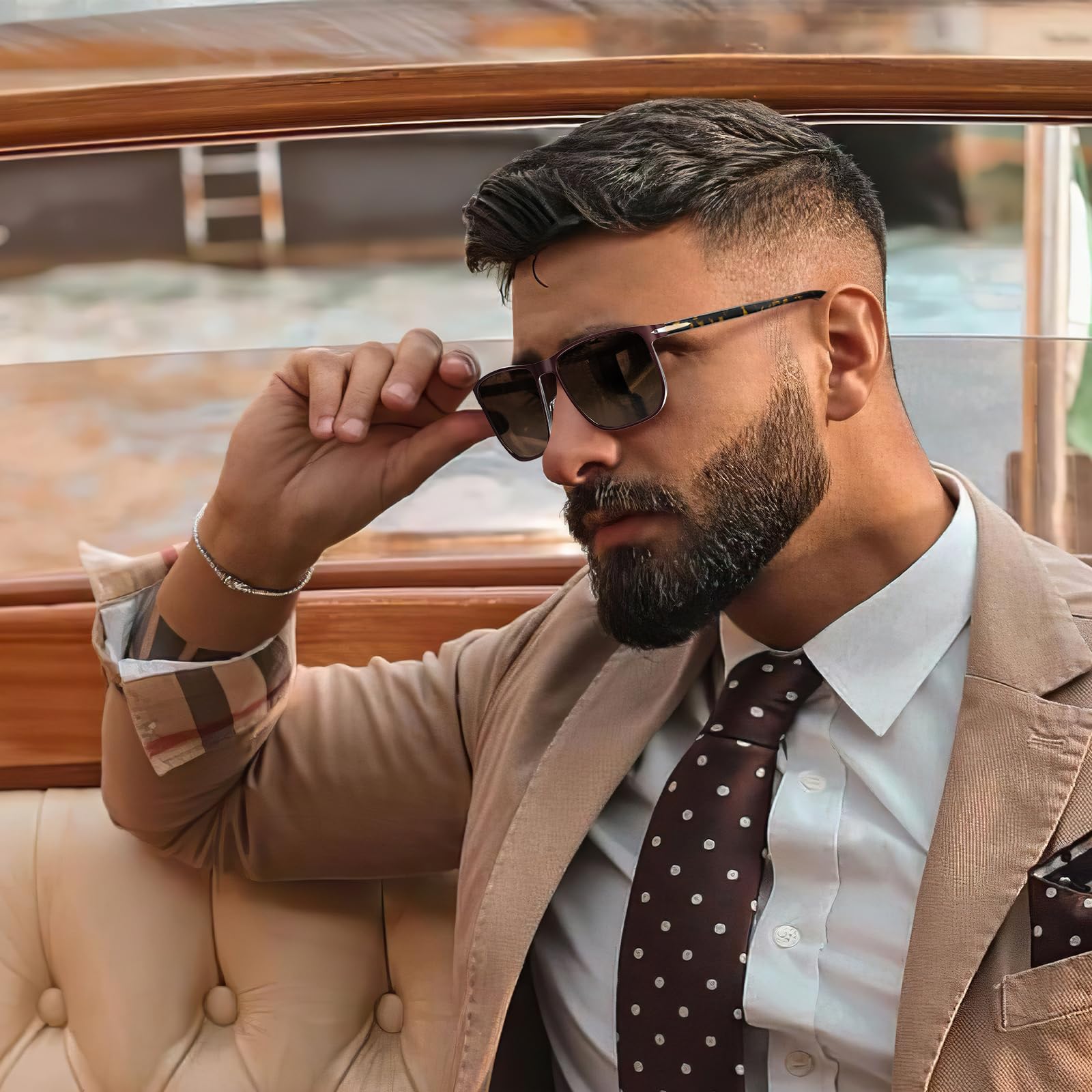 CARFIA Metal Men's Sunglasses Polarized Retro Elites Style, Durable Al-Mg Large Frame, Driving Golf Glasses