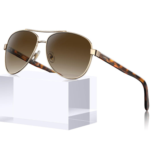 CARFIA Pilot Polarized Sunglasses for Men UV400 Protection, Acetate Tortoise Arms CA3216