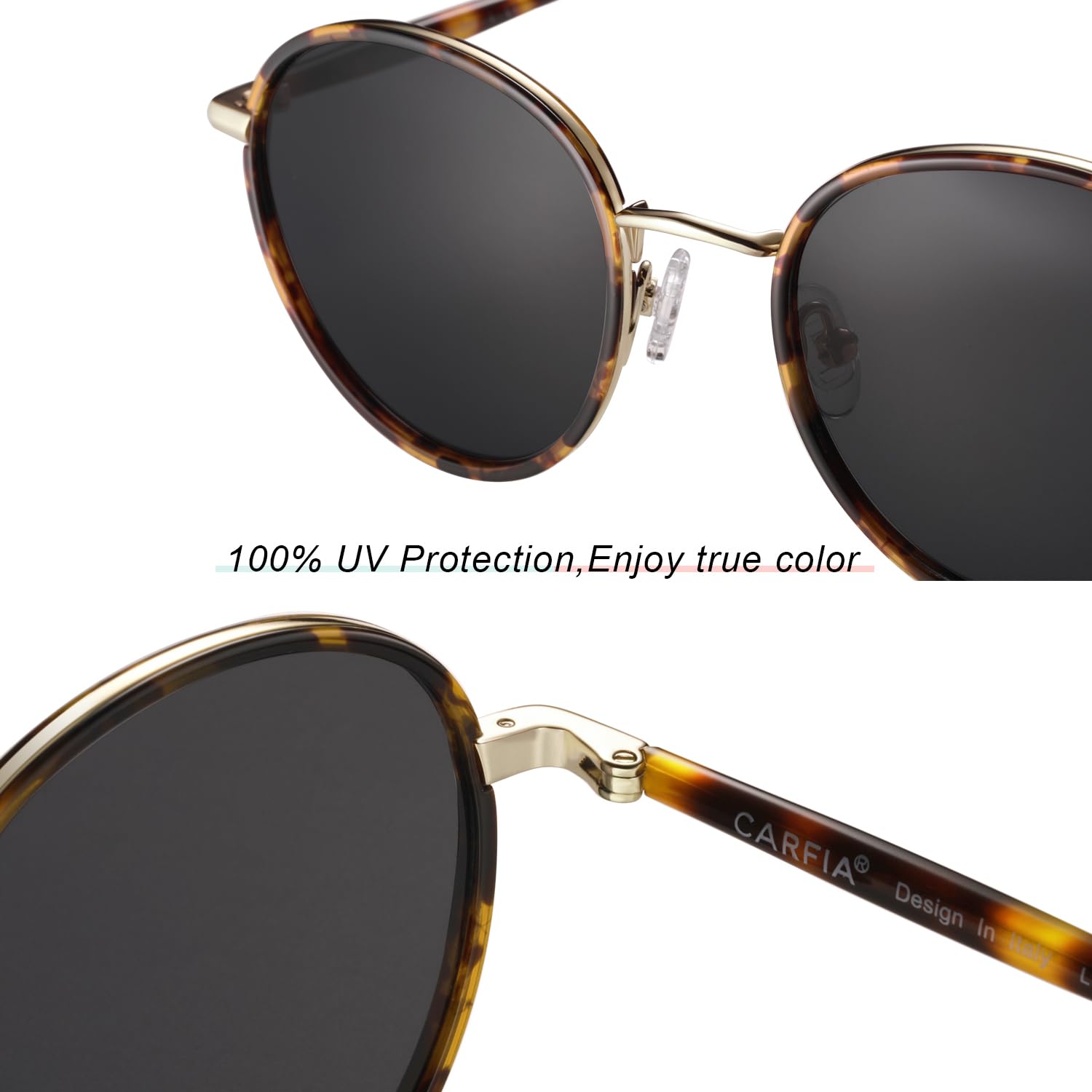 CARFIA Retro Small Round Polarized Womens Sunglasses UV Protection, Trendy Vintage Stylish Designer Sunglasses CA1949