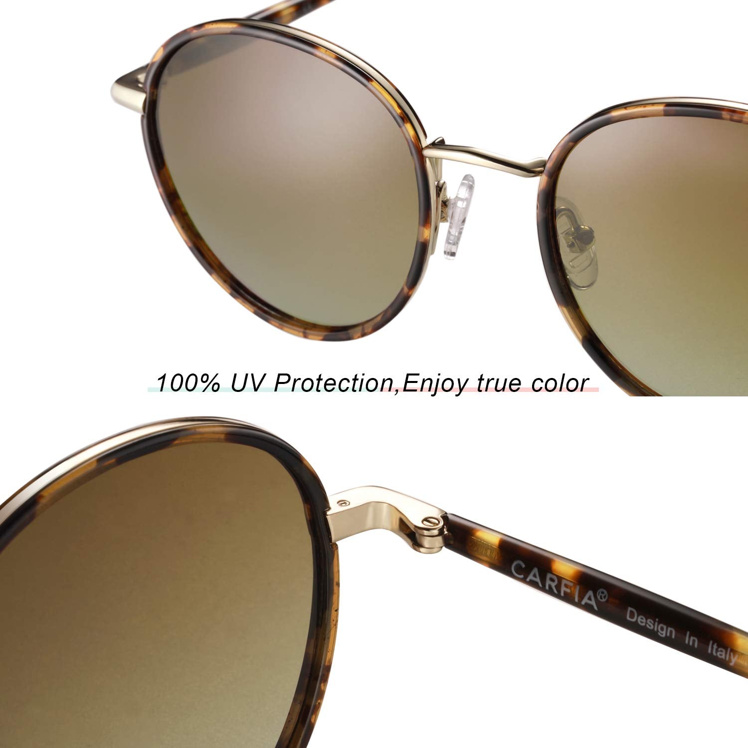 CARFIA Retro Small Round Polarized Womens Sunglasses UV Protection, Trendy Vintage Stylish Designer Sunglasses CA1949