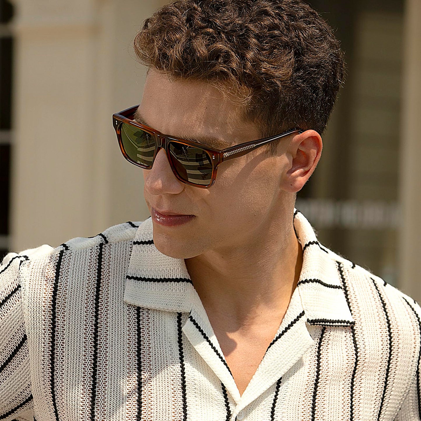 CARFIA Acetate Sunglasses for Men Polarized UV400 Protection Modern Flat Large Wrap Square Driving Glasses
