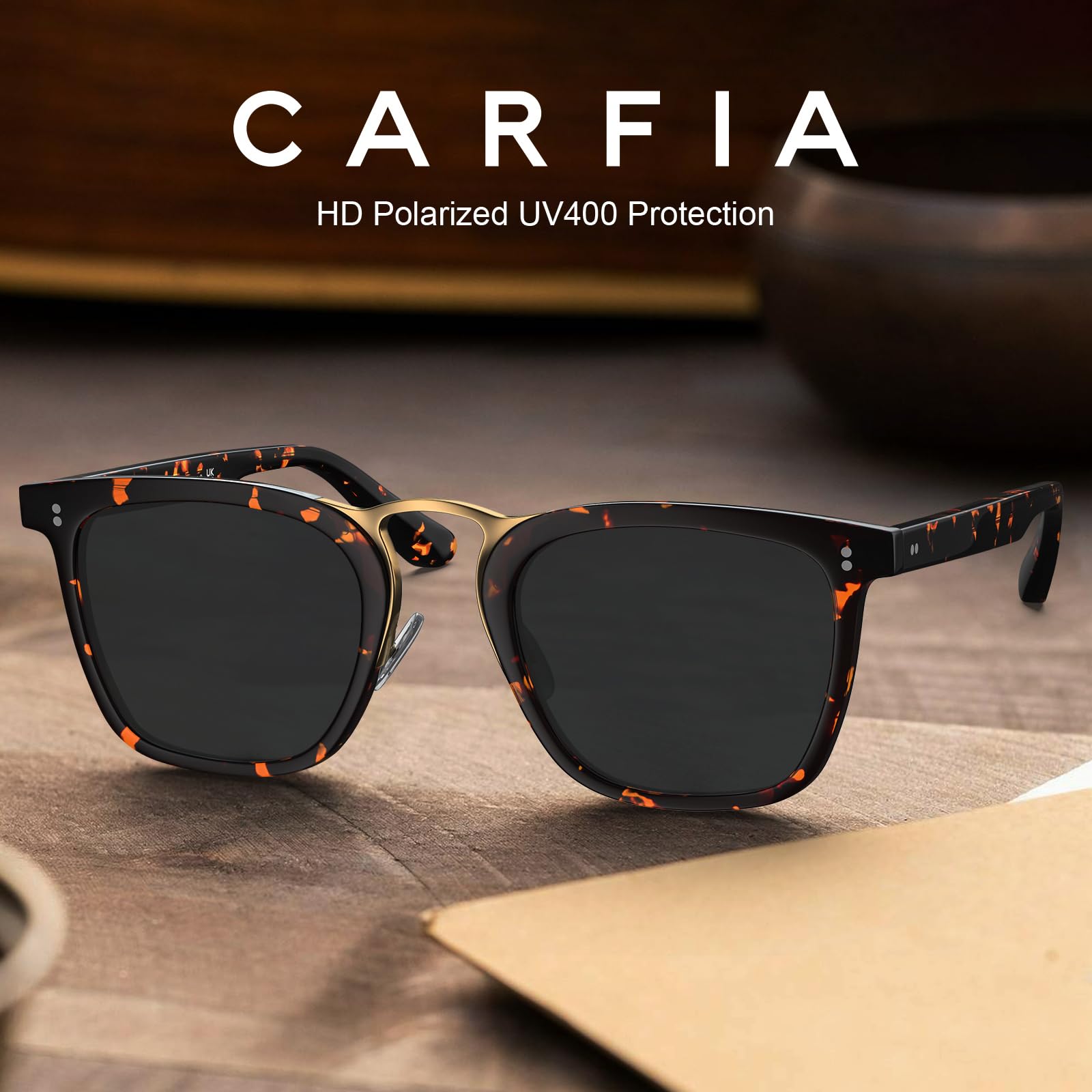 CARFIA Acetate Sunglasses for Men Polarized UV400 Protection CA5107